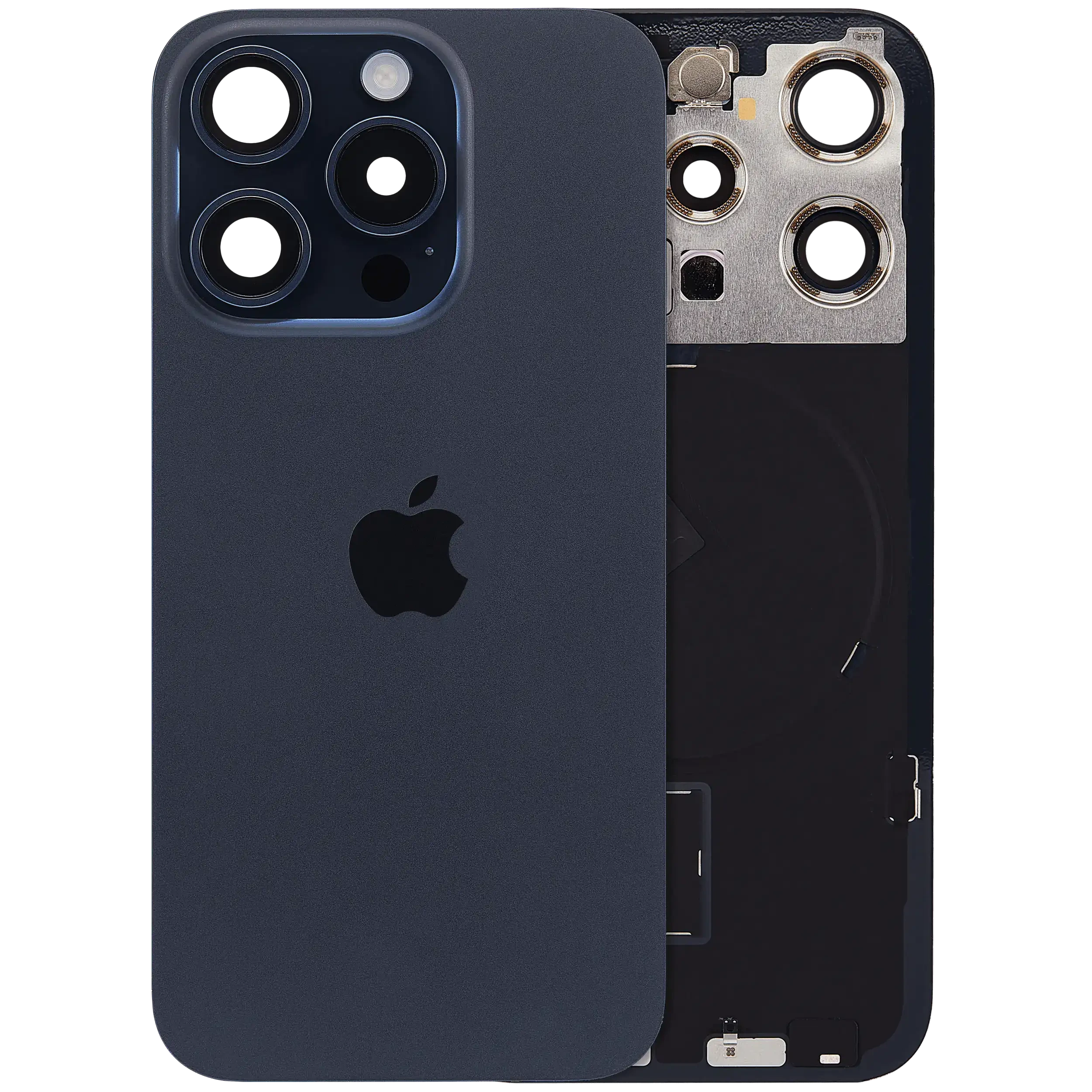 Vetro posteriore con magnete MagSafe, NFC e flat flash per iPhone 15 Pro (Service Pack) (Titanio blu) (versione UK/EU)