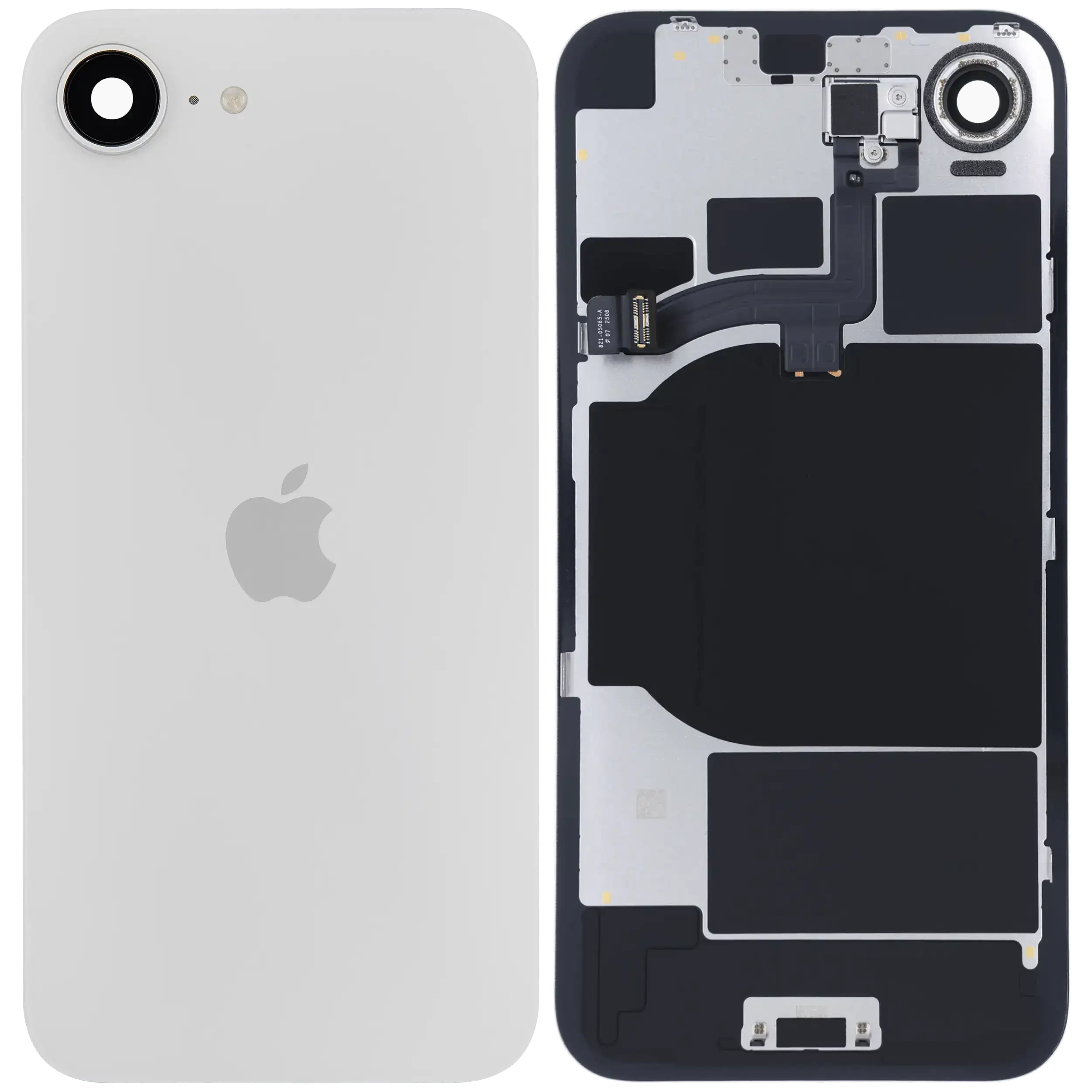 Vetro posteriore con magnete MagSafe, NFC e flat flash per iPhone 16e (Service Pack) (Bianco)