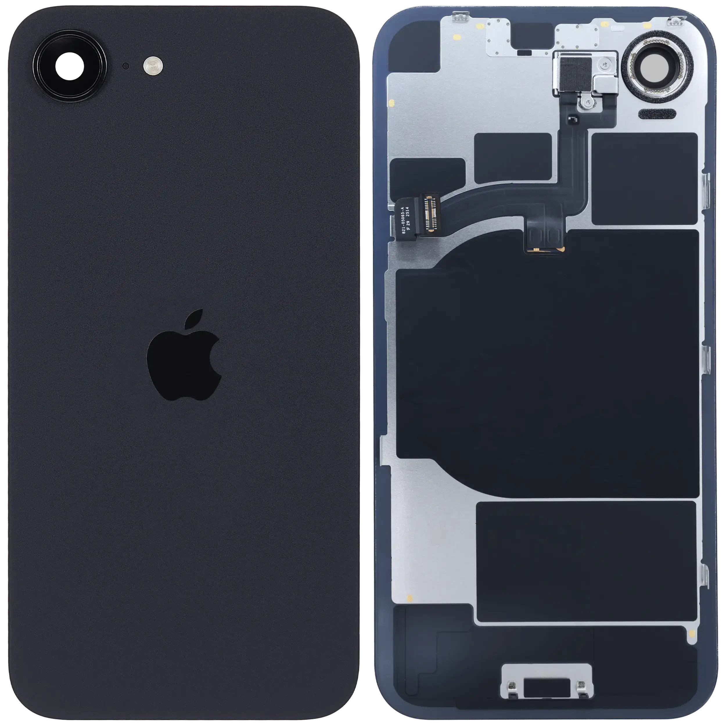Vetro posteriore con magnete MagSafe, NFC e flat flash per iPhone 16e (Service Pack) (Nero)