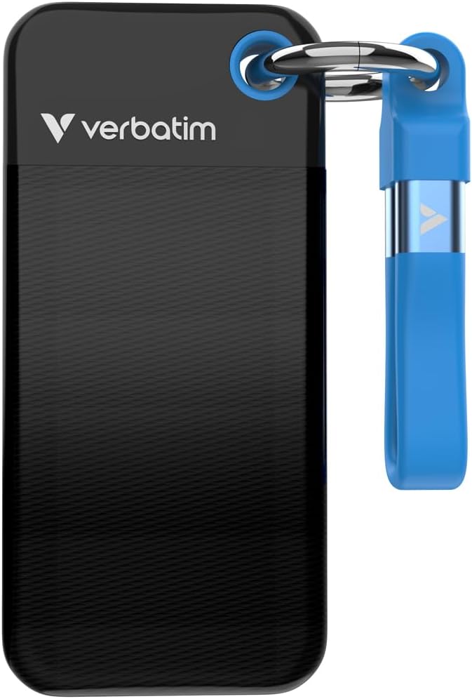 Pocket SSD Portachiavi con Attacco per Cavo USB-C™ 1TB Nero Blu