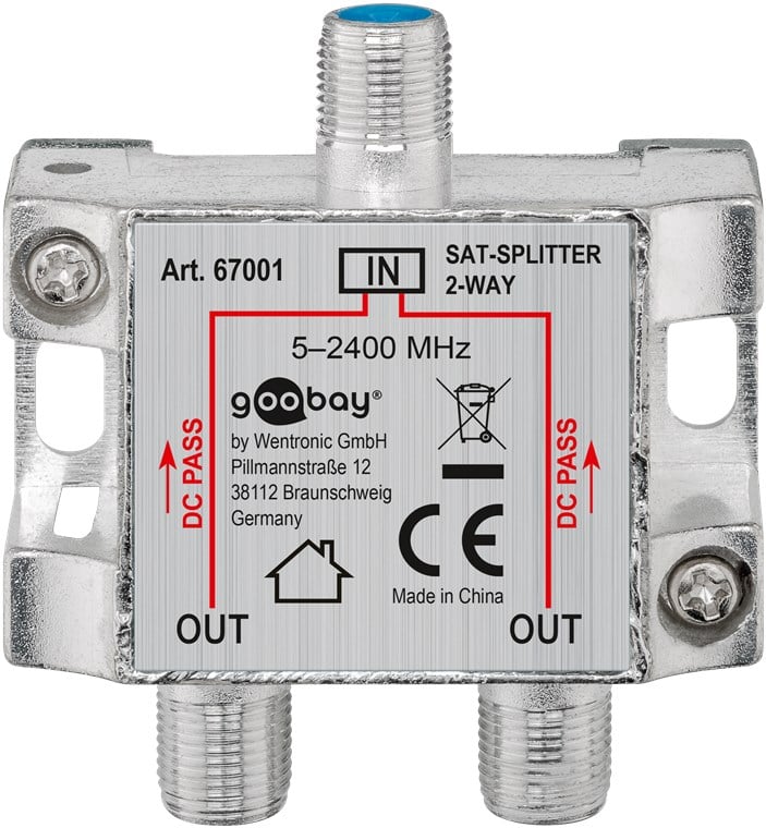 Splitter 2 vie per satellite 100 db, 1750 Mhz
