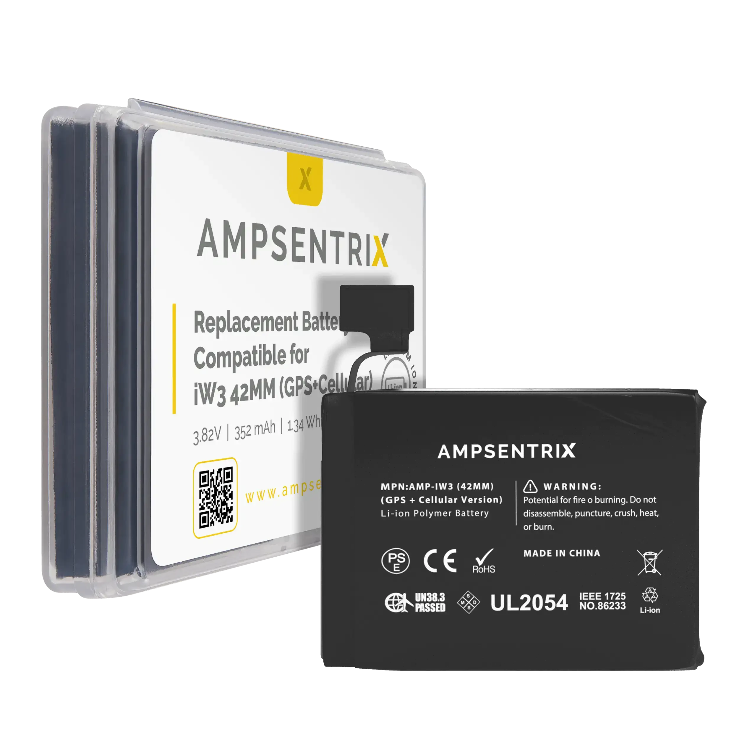 Batteria di ricambio per Watch Series 3 (42MM) (GPS + Cellular Version) (AmpSentrix Pro)