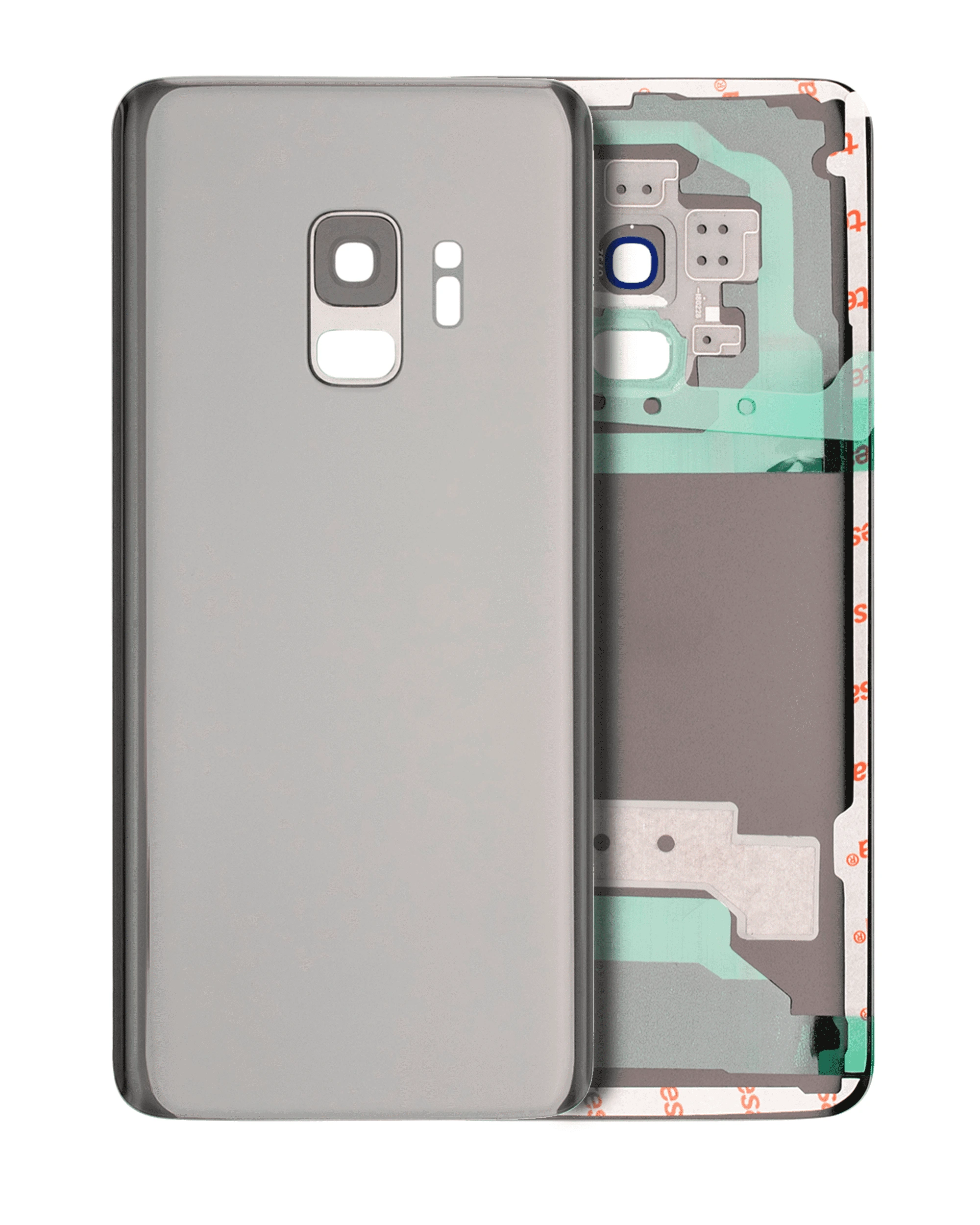 Back Cover Glass With Camera Lens per Samsung Galaxy S9 (No Logo) (Argento)