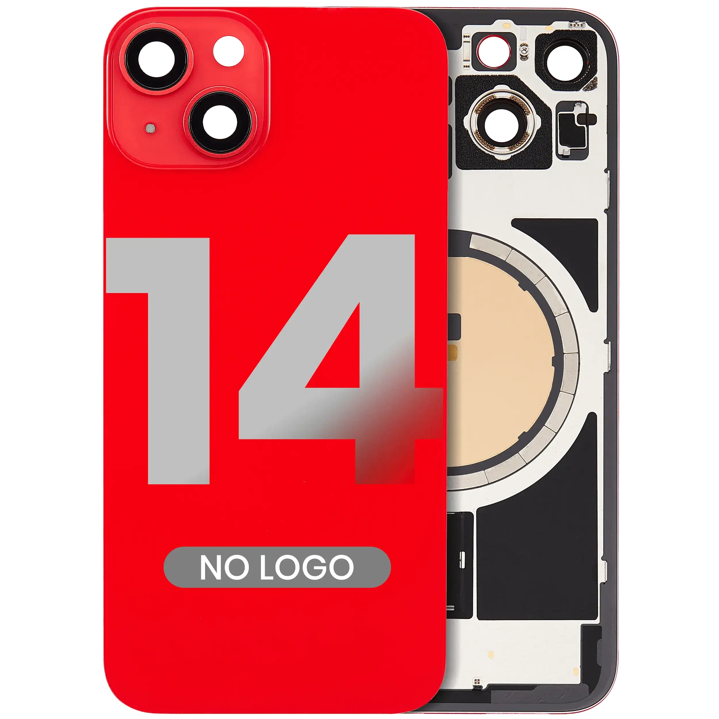 Back Glass w/ MagSafe Magnet per iPhone 14 (Rosso) (No Logo)