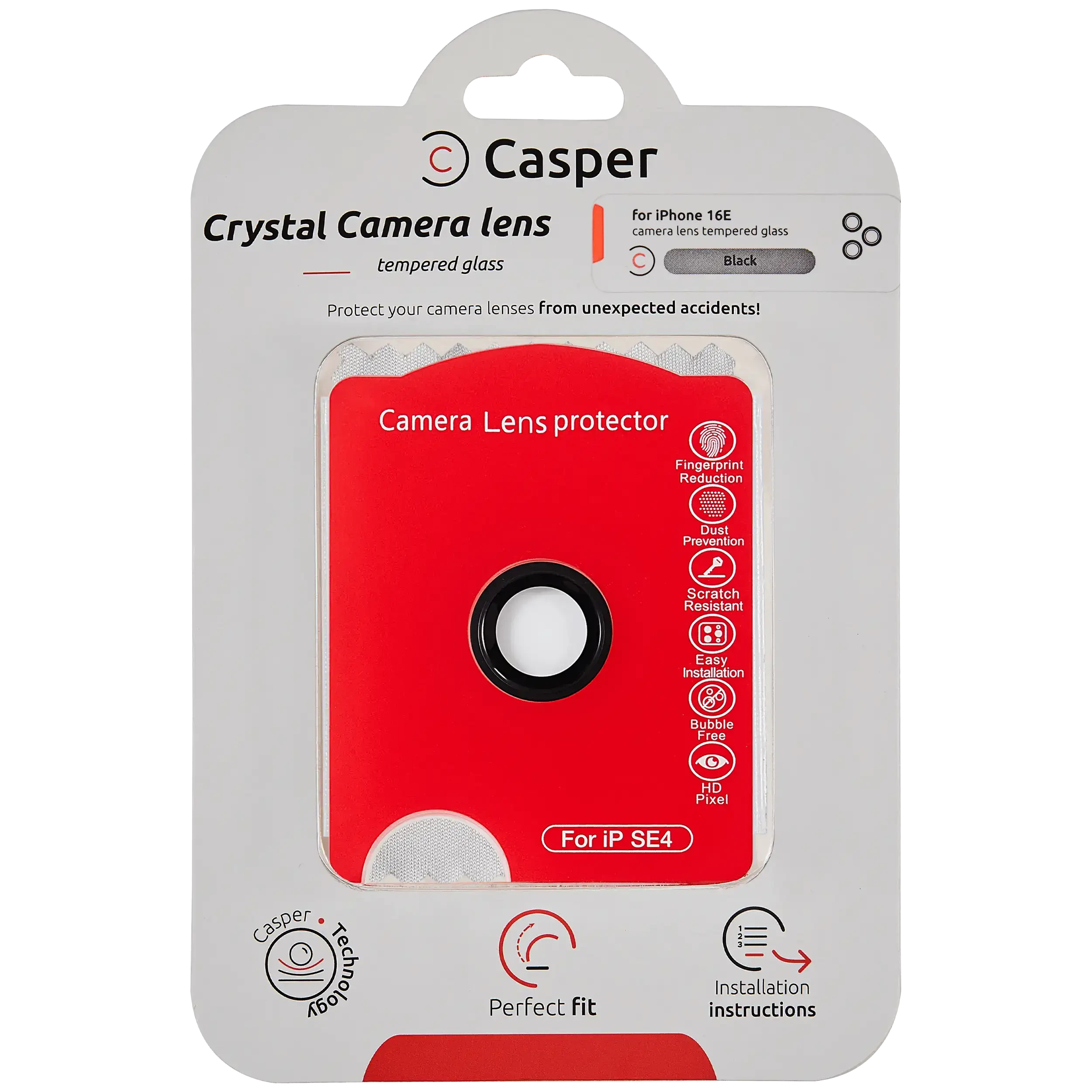 Camera Lens Protector per iPhone 16E / 17E (Nero) (Clear)