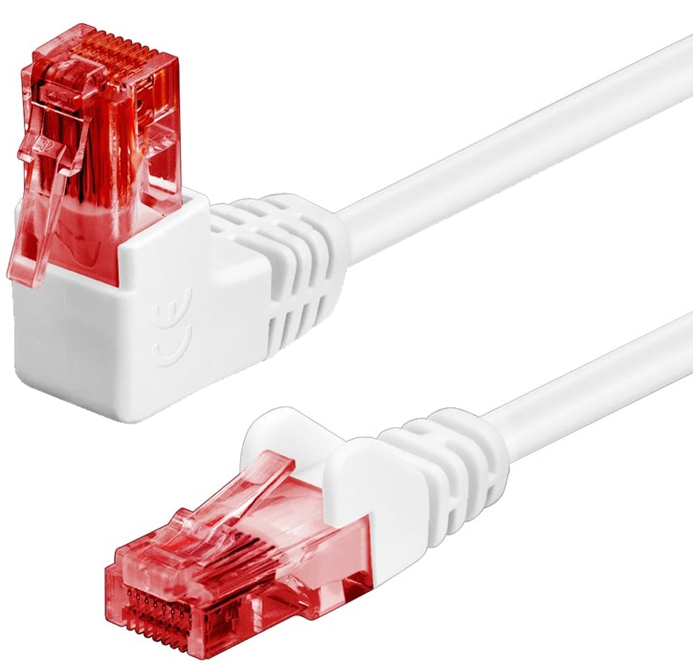 Cavo di rete Patch Connettore Angolato 90° CCA Cat.6 UTP 0,25m Bianco