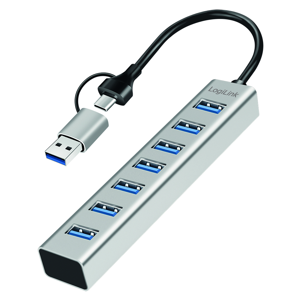 Hub USB 3.2 7 porte USB-A Alluminio Silver