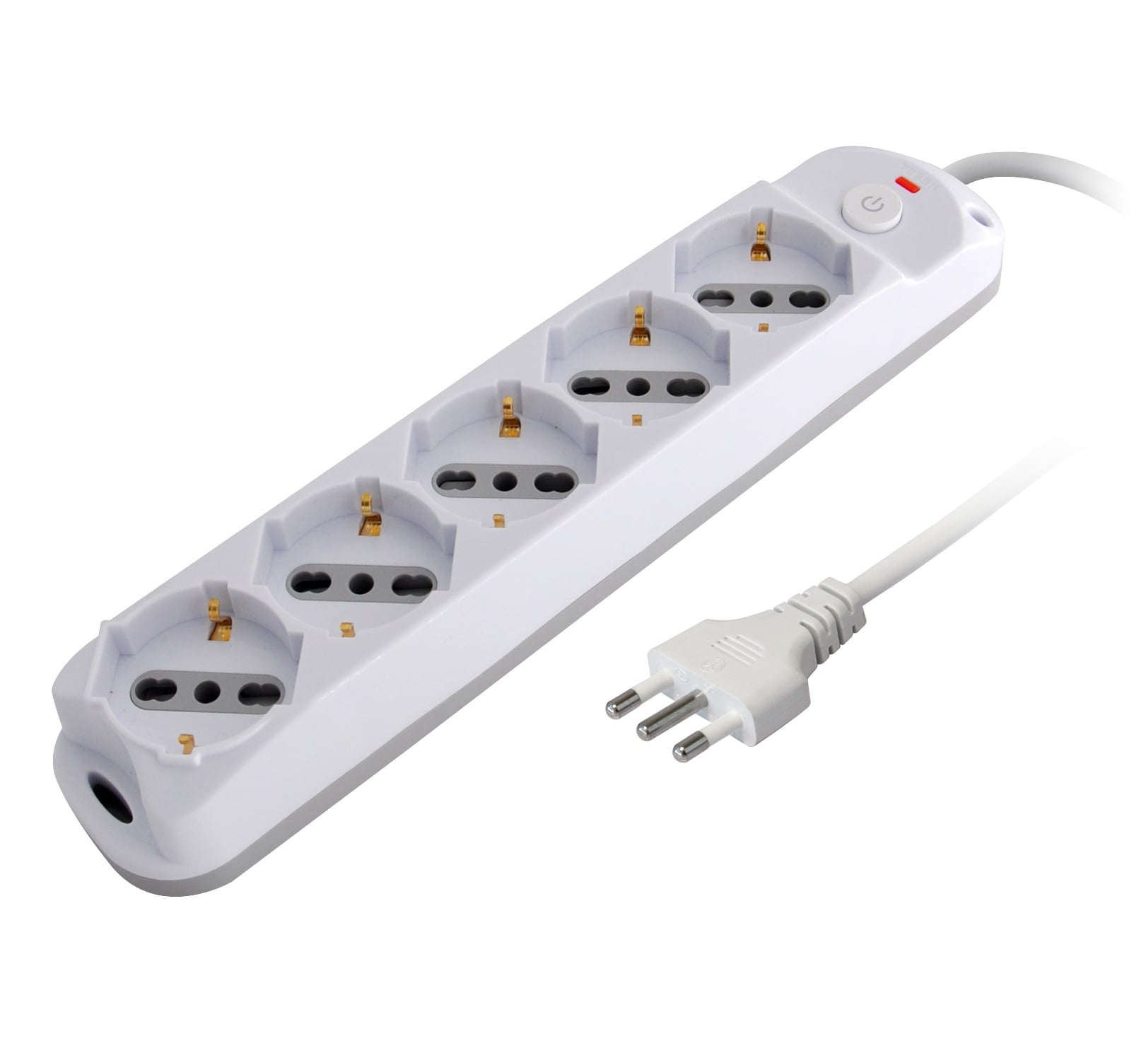Presa Multipla a 5 Posti Italiana Bipasso/Schuko Spina 10A