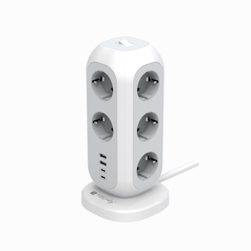 Multipresa da Tavolo Torretta di Alimentazione 11 Prese Schuko 2 USB-A e 2 USB-C™
