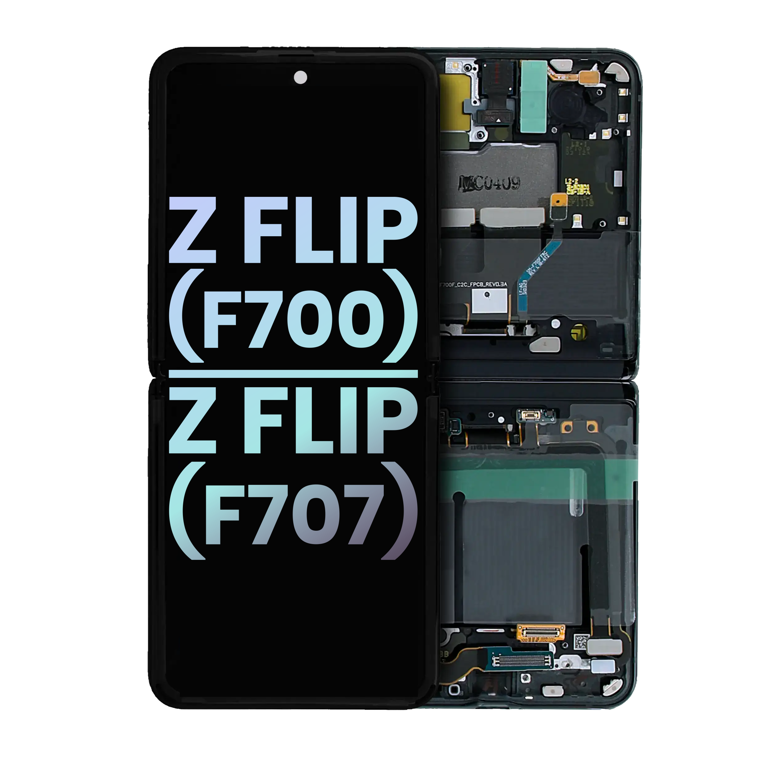 Inner Display OLED completo con Frame per Samsung Galaxy Z Flip 4G (F700) (Service Pack) (Mirror Nero)