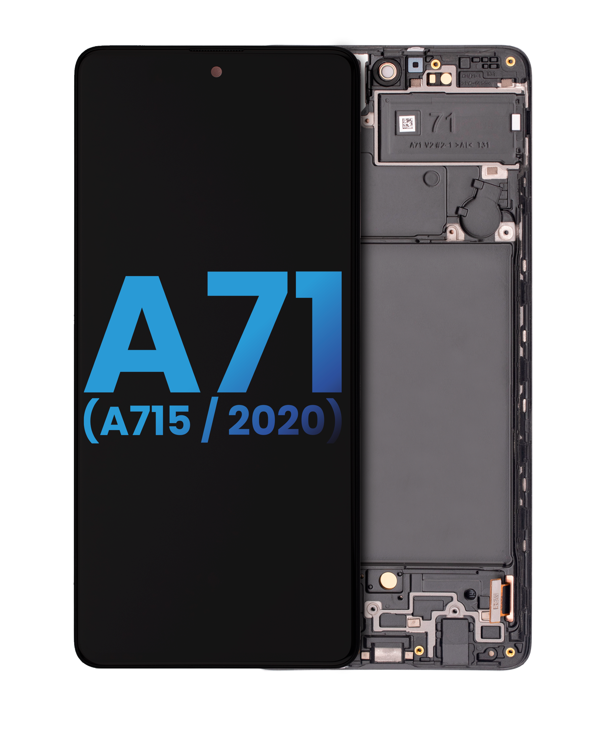 Display LCD completo con Frame (senza Finger Print Sensore) per Samsung Galaxy A71 (A715 / 2020) (Aftermarket: Incell) (tutti i colori)