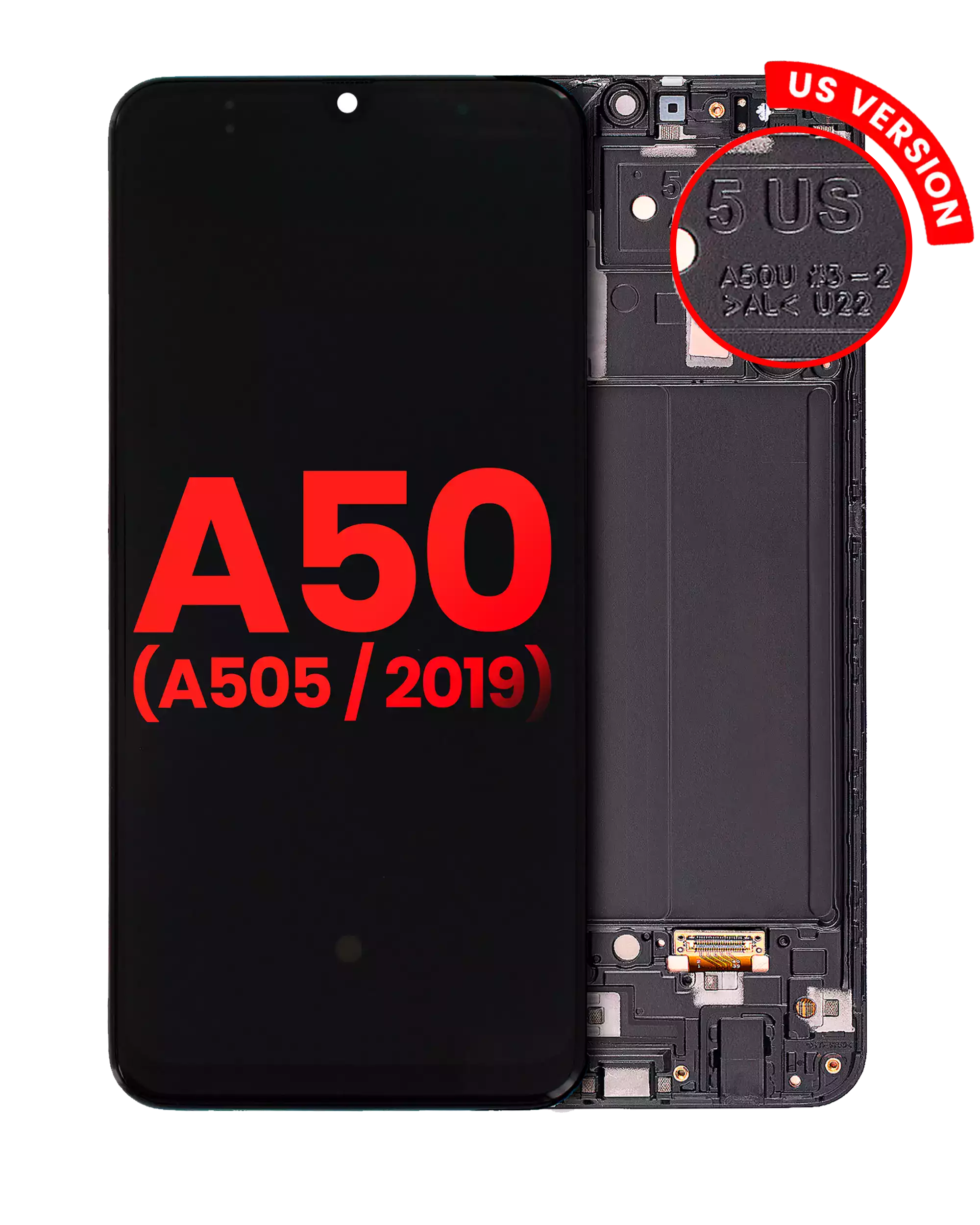 Display OLED completo con Frame per Samsung Galaxy A50 (A505 / 2019) (US Version) (Aftermarket Plus) (tutti i colori)