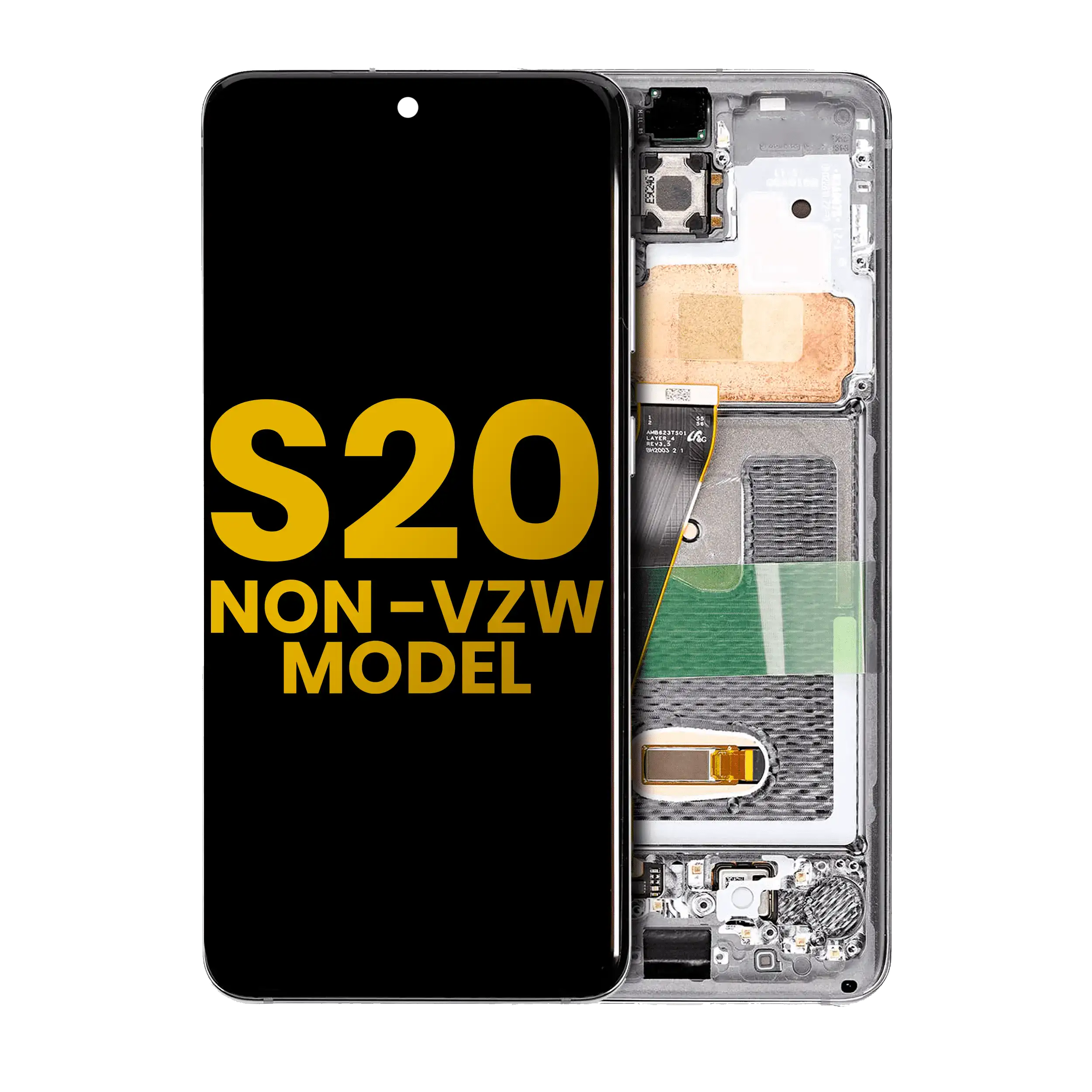 Display OLED completo con Frame per Samsung Galaxy S20 5G (Non-Verizon 5G UW Frame) (Refurbished) (Nero cosmico)