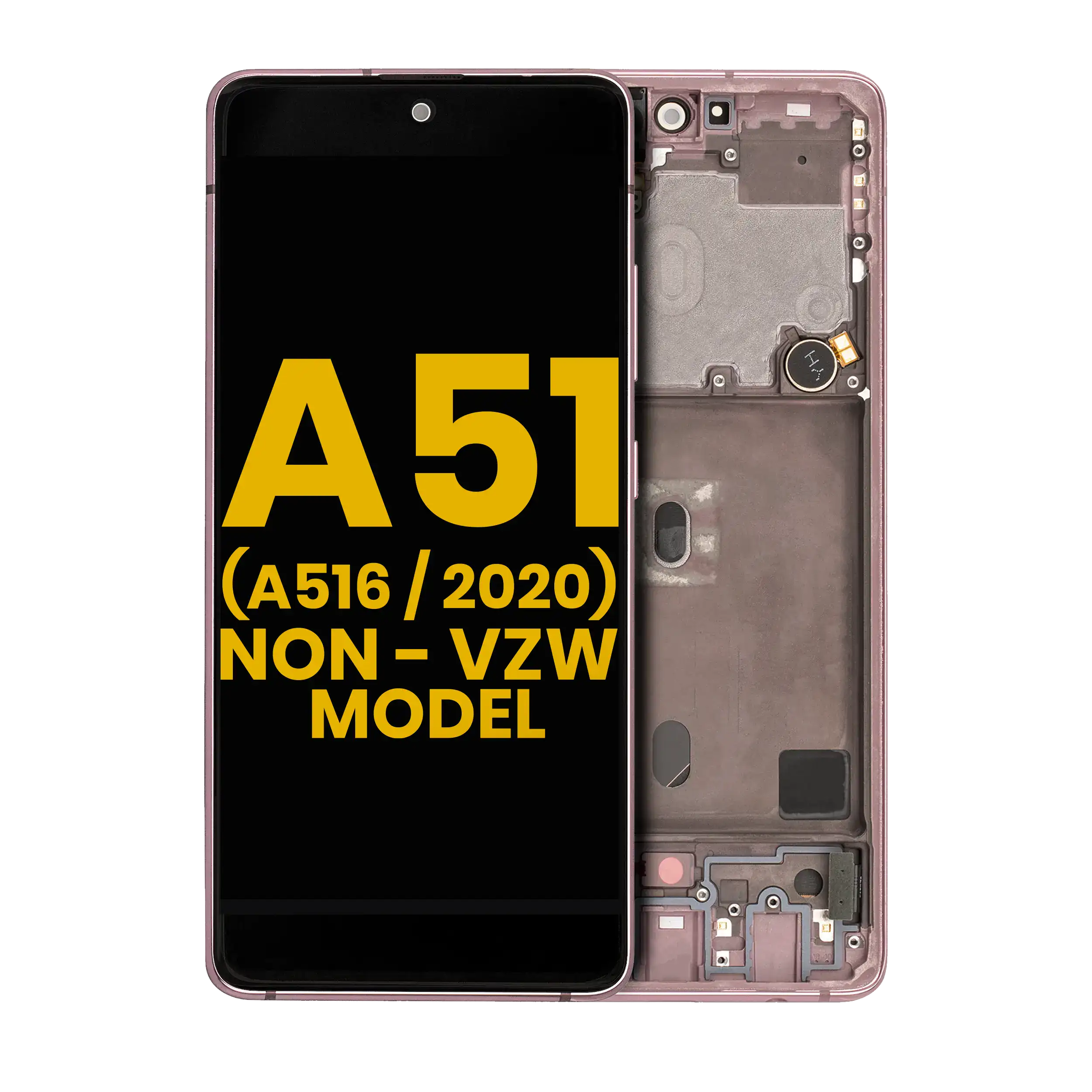 Display OLED completo con Frame per Samsung Galaxy A51 5G (A516 / 2020) (Non-Verizon 5G UW Frame) (Refurbished) (Prism Cube Rosa)