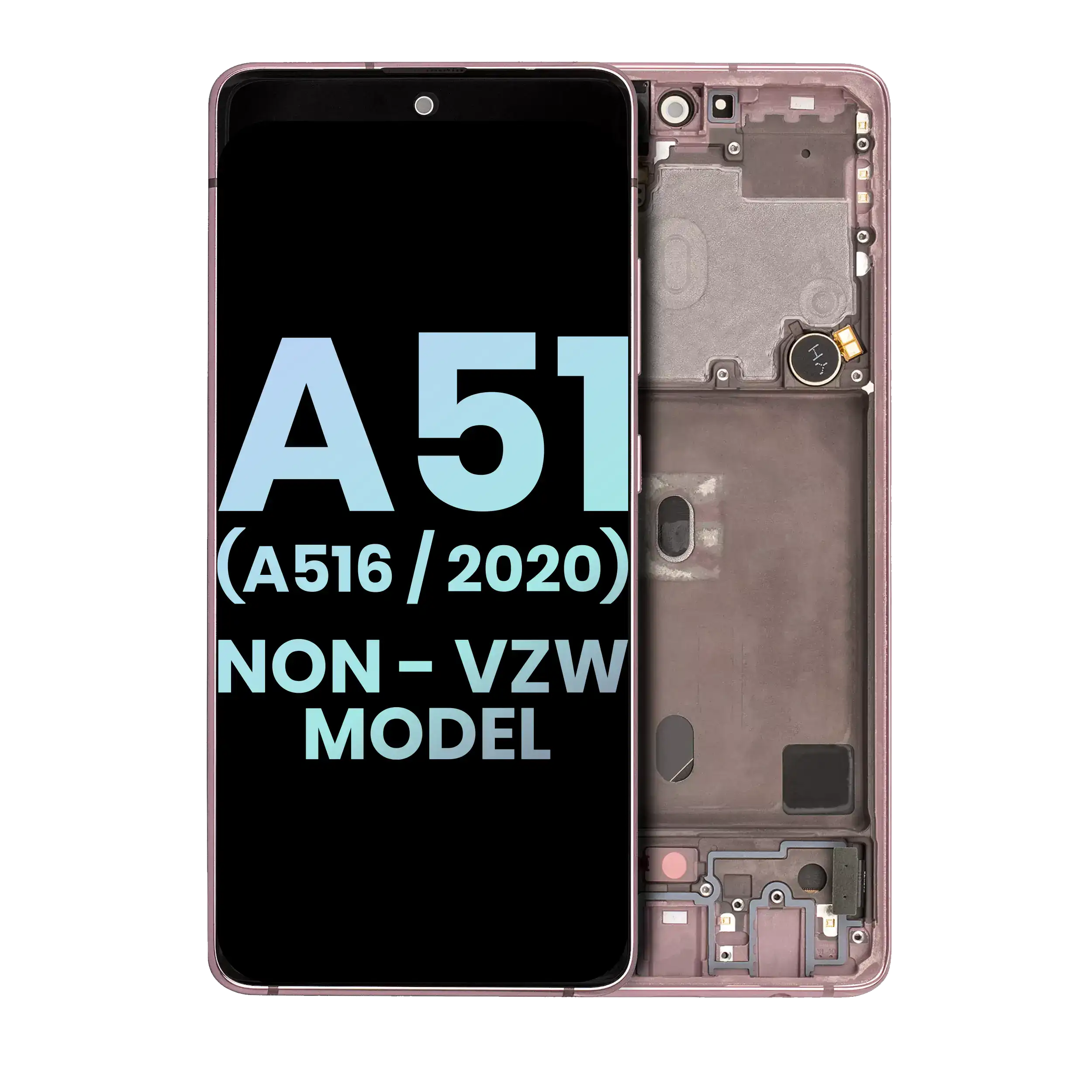 Display OLED completo con Frame per Samsung Galaxy A51 5G (A516 / 2020) (Non-Verizon 5G UW Frame) (Service Pack) (Prism Cube Rosa)