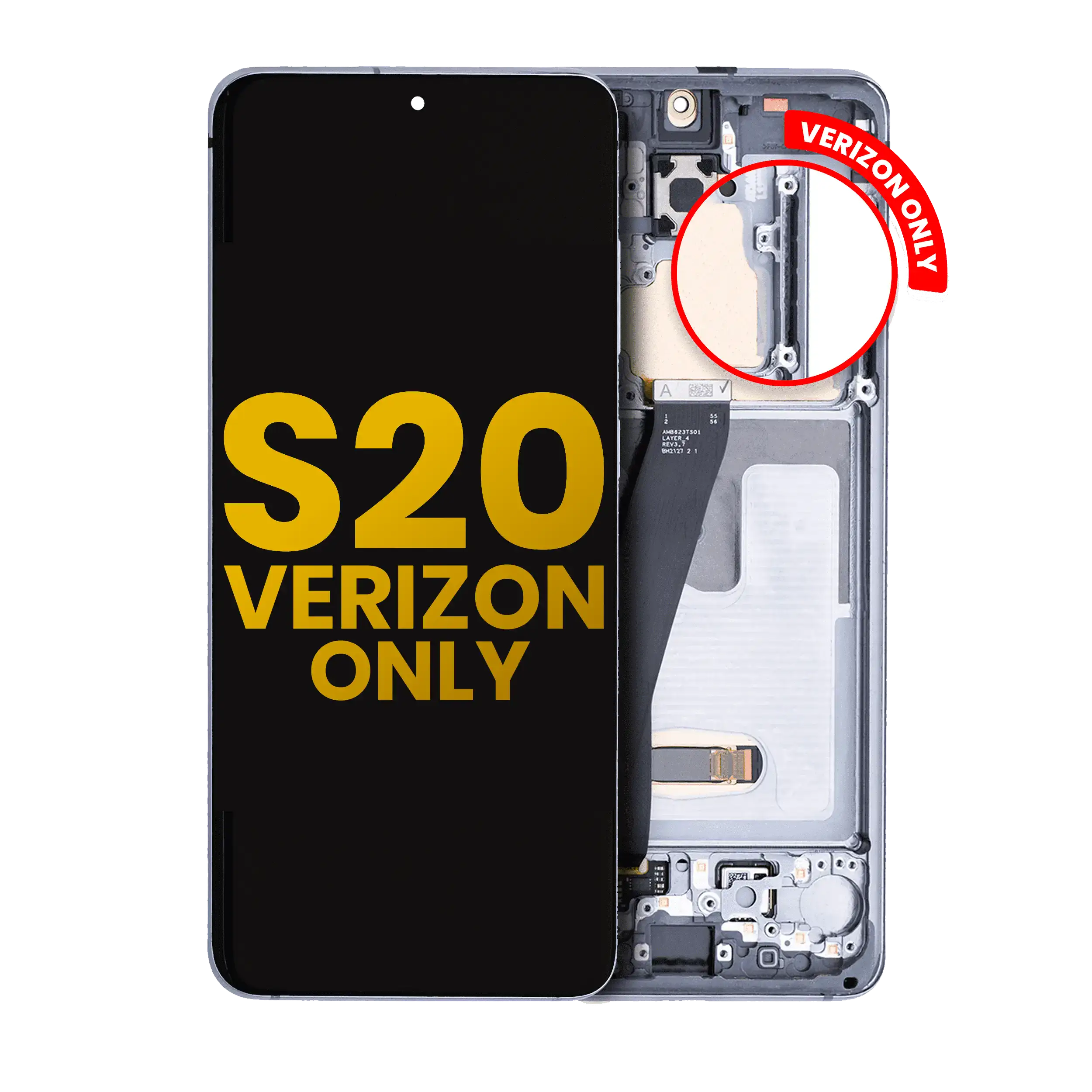 Display OLED completo con Frame per Samsung Galaxy S20 5G (Verizon 5G UW Frame Only) (Refurbished) (Grigio cosmico)