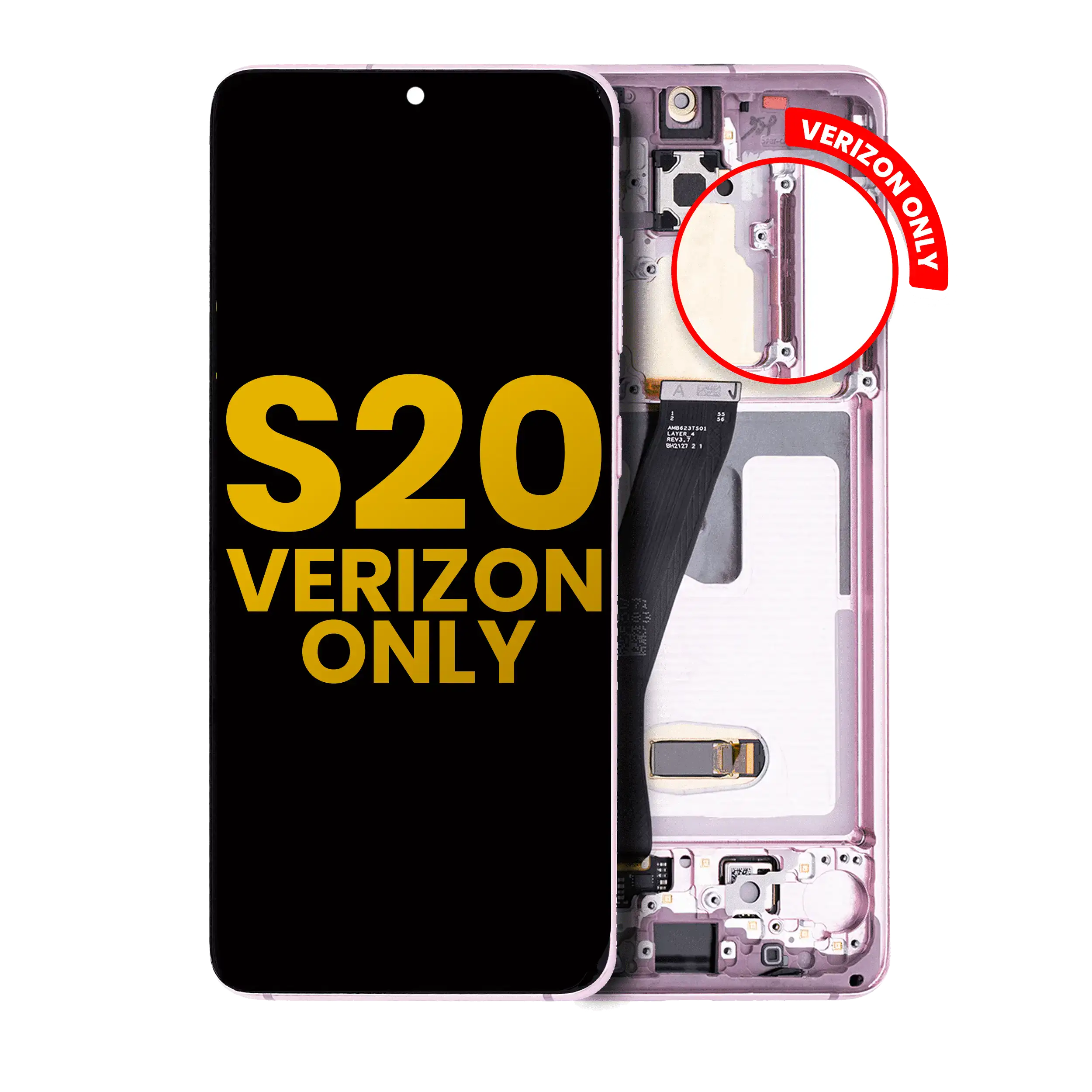 Display OLED completo con Frame per Samsung Galaxy S20 5G (Verizon 5G UW Frame Only) (Refurbished) (Cloud Rosa)