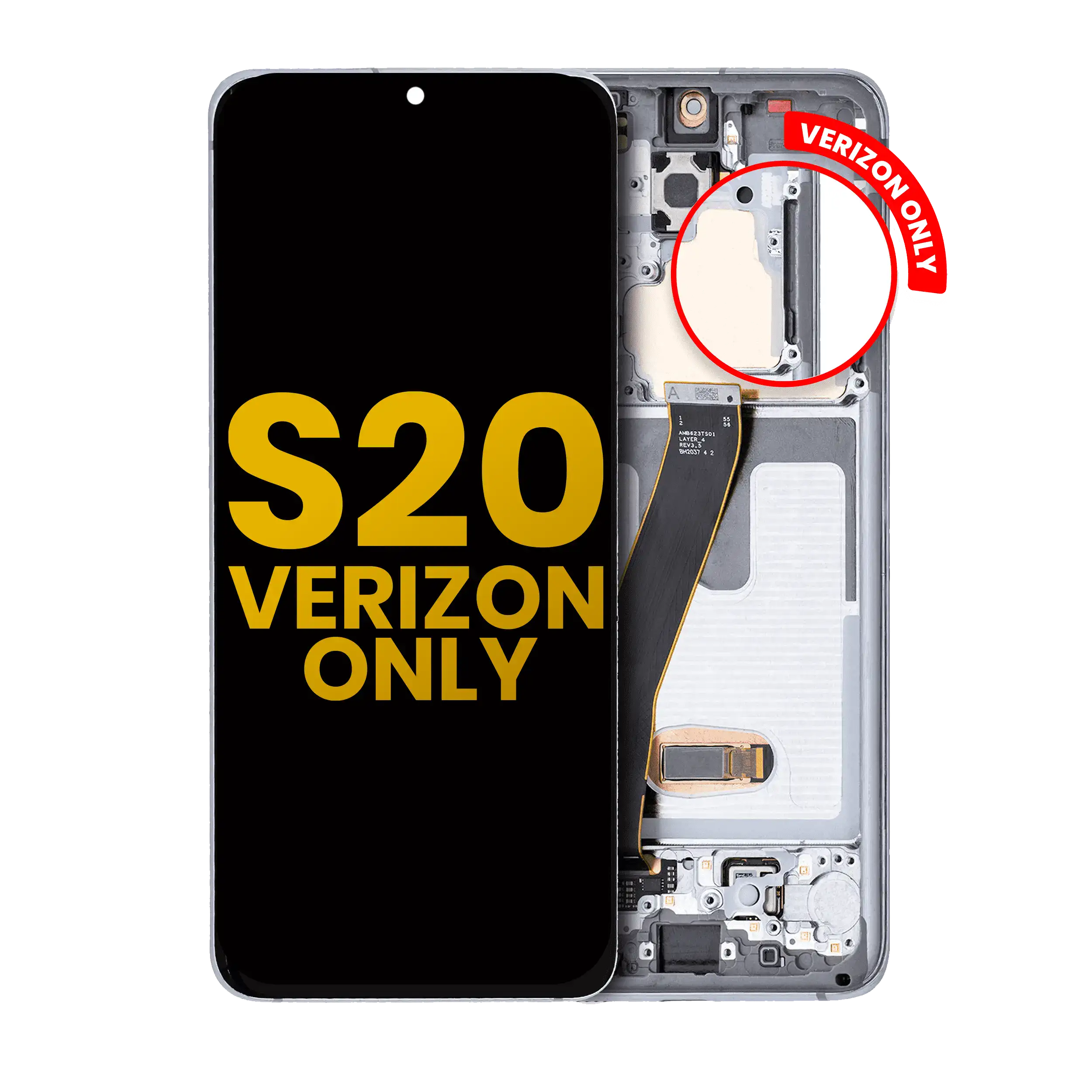Display OLED completo con Frame per Samsung Galaxy S20 5G (Verizon 5G UW Frame Only) (Refurbished) (Bianco nuvola)