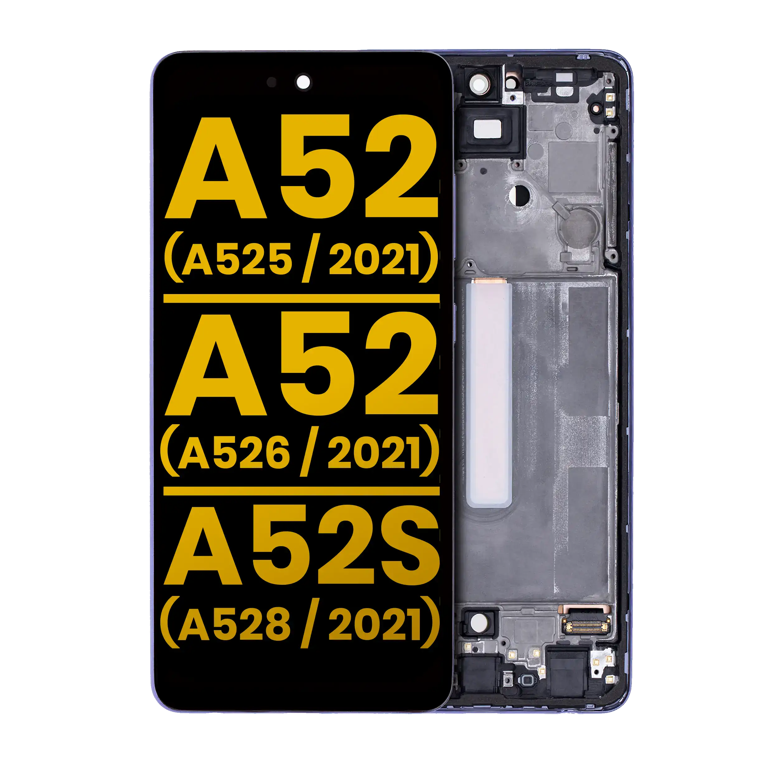 Display OLED completo con Frame per Samsung Galaxy A52 4G (A525 / 2021) / A52 5G (A526 / 2021) / A52S 5G (A528 / 2021) (Refurbished) (Awesome Violet)
