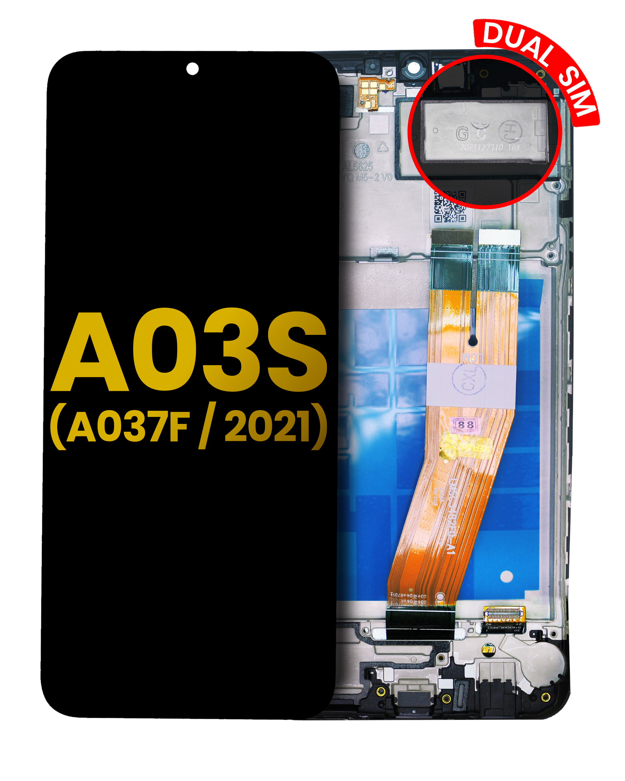 Display LCD completo con Frame per Samsung Galaxy A03s (A037F / 2021) (Dual Sim) (Micro USB Frame) (Refurbished) (tutti i colori)