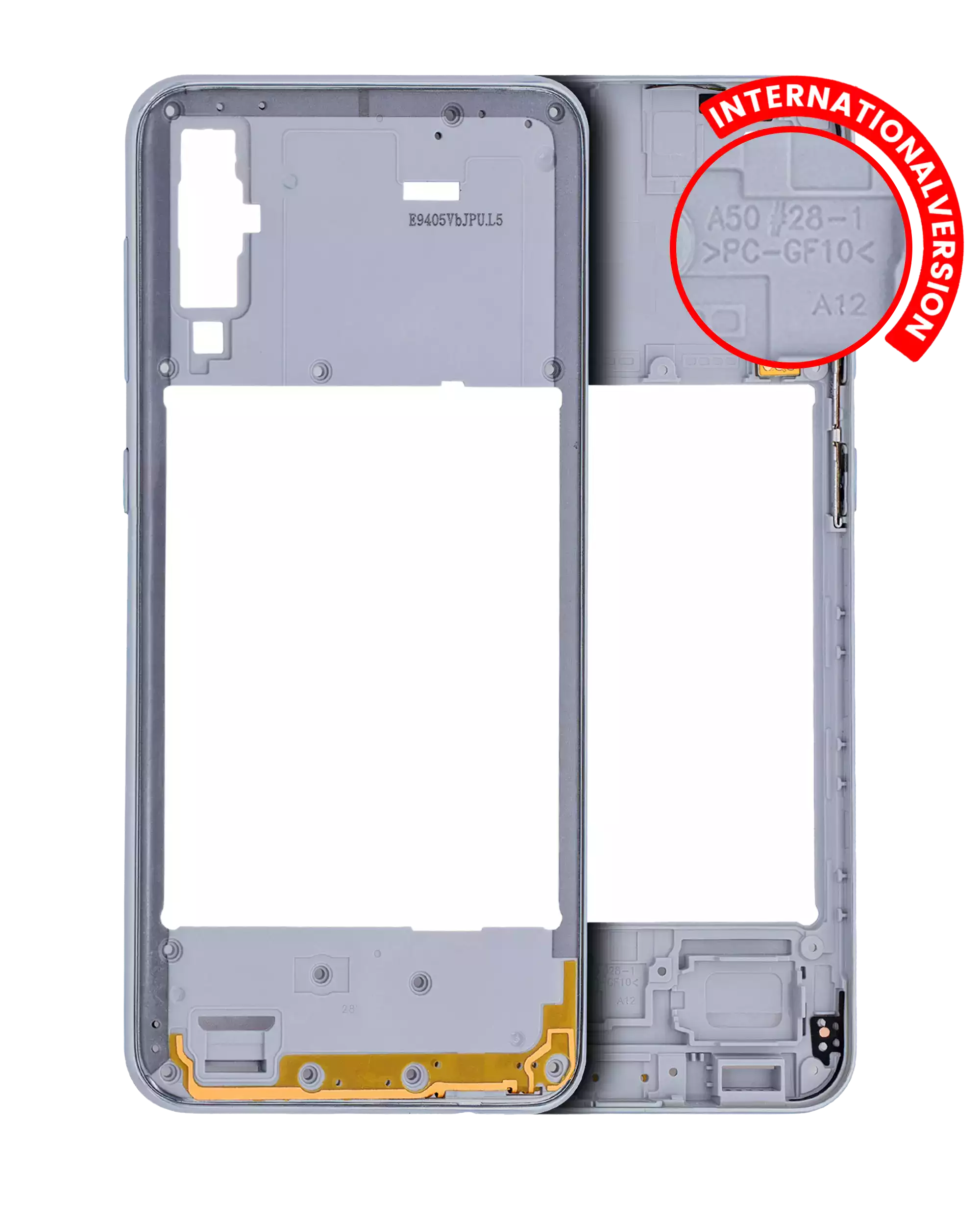 Frame centrale per Samsung Galaxy A50 (A505 / 2019) (International Version) (Bianco)
