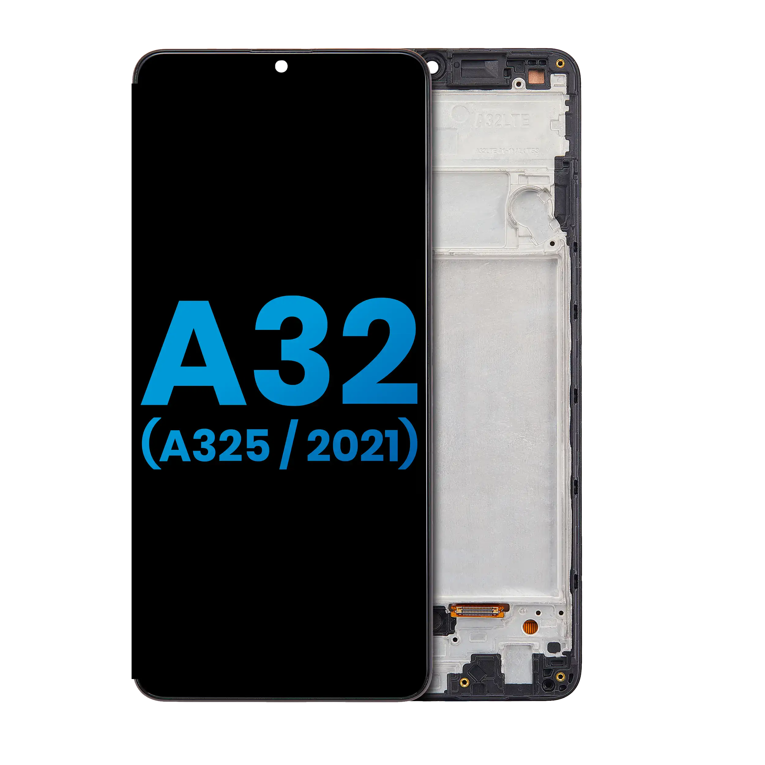 Display LCD completo con Frame (senza Finger Print Sensore) per Samsung Galaxy A32 4G (A325 / 2021) (Aftermarket: Incell) (Awesome Nero)