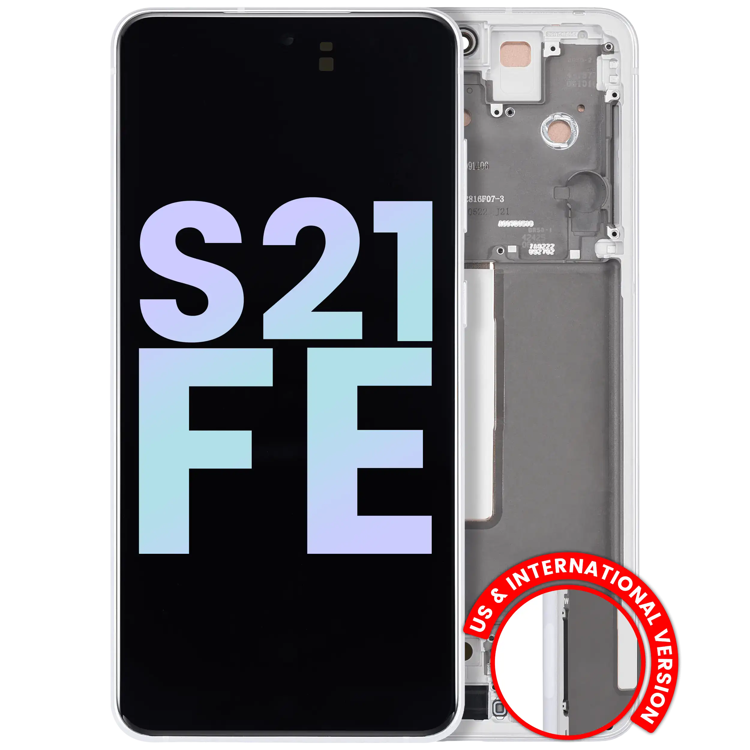 Display OLED completo con Frame per Samsung Galaxy S21 FE 5G (US e International Version) (Service Pack) (Bianco)