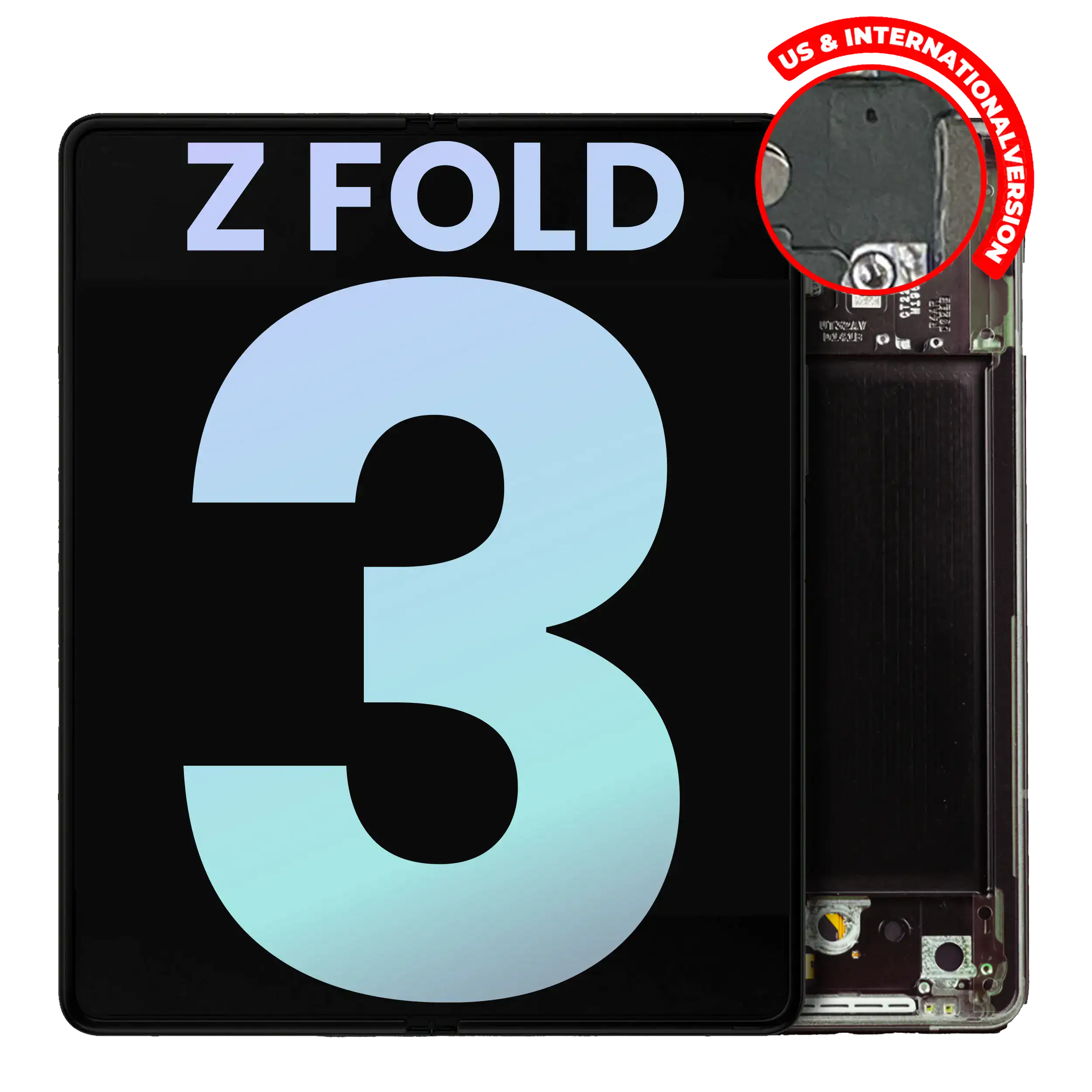 Inner Display OLED completo con Frame per Samsung Galaxy Z Fold 3 5G (US e International) (Service Pack) (Phantom Nero)