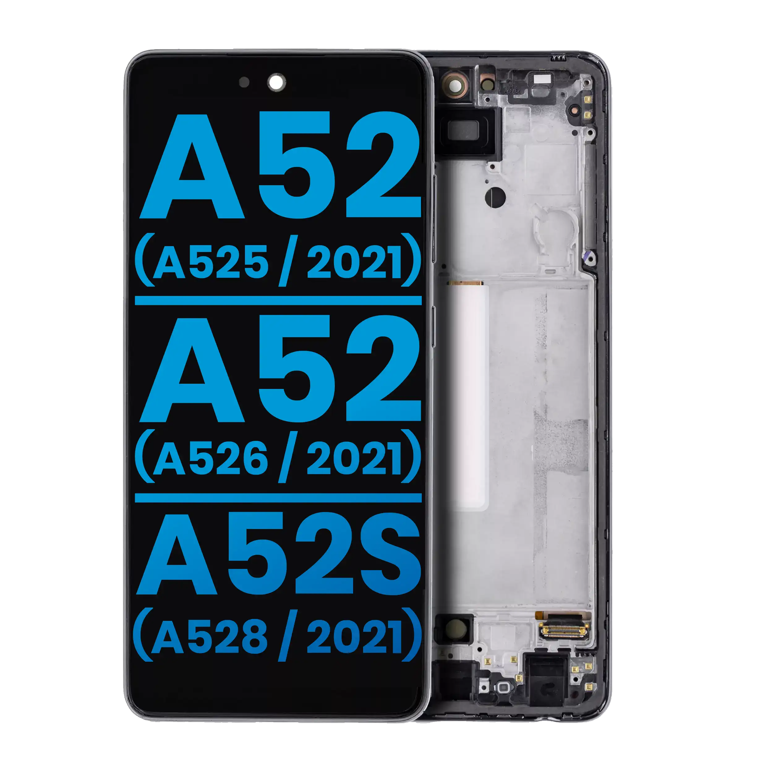 Display LCD completo con Frame (senza Finger Print Sensore) per Samsung Galaxy A52 4G (A525 / 2021) / A52 5G (A526 / 2021) / A52S (A528 / 2021) (Aftermarket : Incell) (Awesome Nero)
