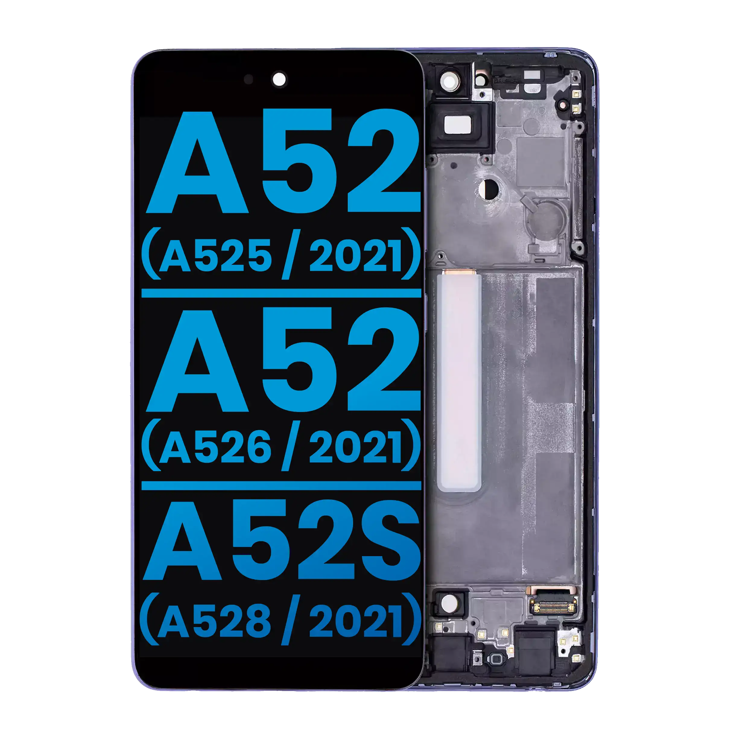 Display LCD completo con Frame (senza Finger Print Sensore) per Samsung Galaxy A52 4G (A525 / 2021) / A52 5G (A526 / 2021) / A52S (A528 / 2021) (Aftermarket : Incell) (Awesome Violet)