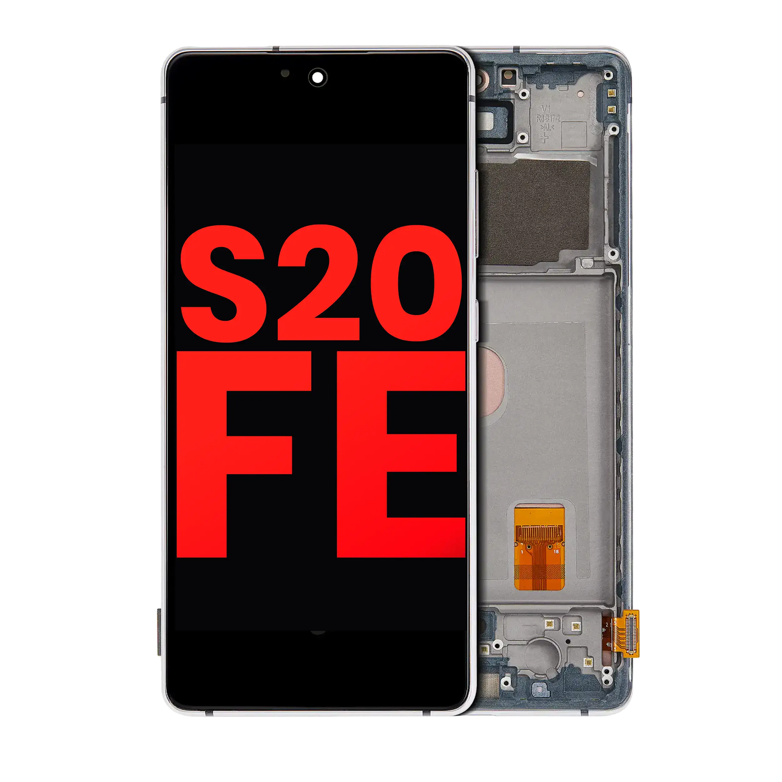 Display OLED completo con Frame per Samsung Galaxy S20 FE 4G / 5G (Aftermarket Plus) (Bianco nuvola)