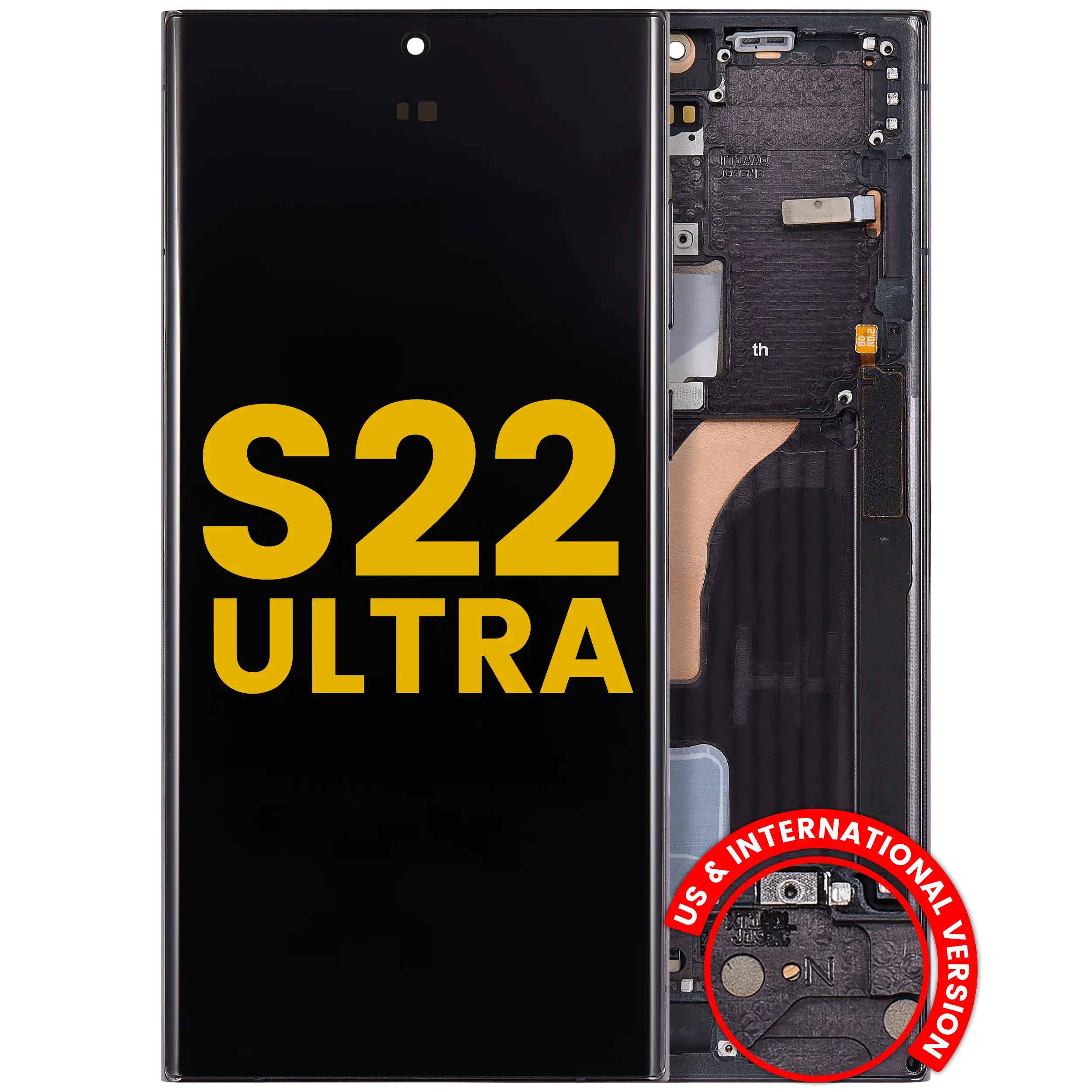 Display OLED completo con Frame per Samsung Galaxy S22 Ultra 5G (US e International Version) (Refurbished) (Phantom Nero)