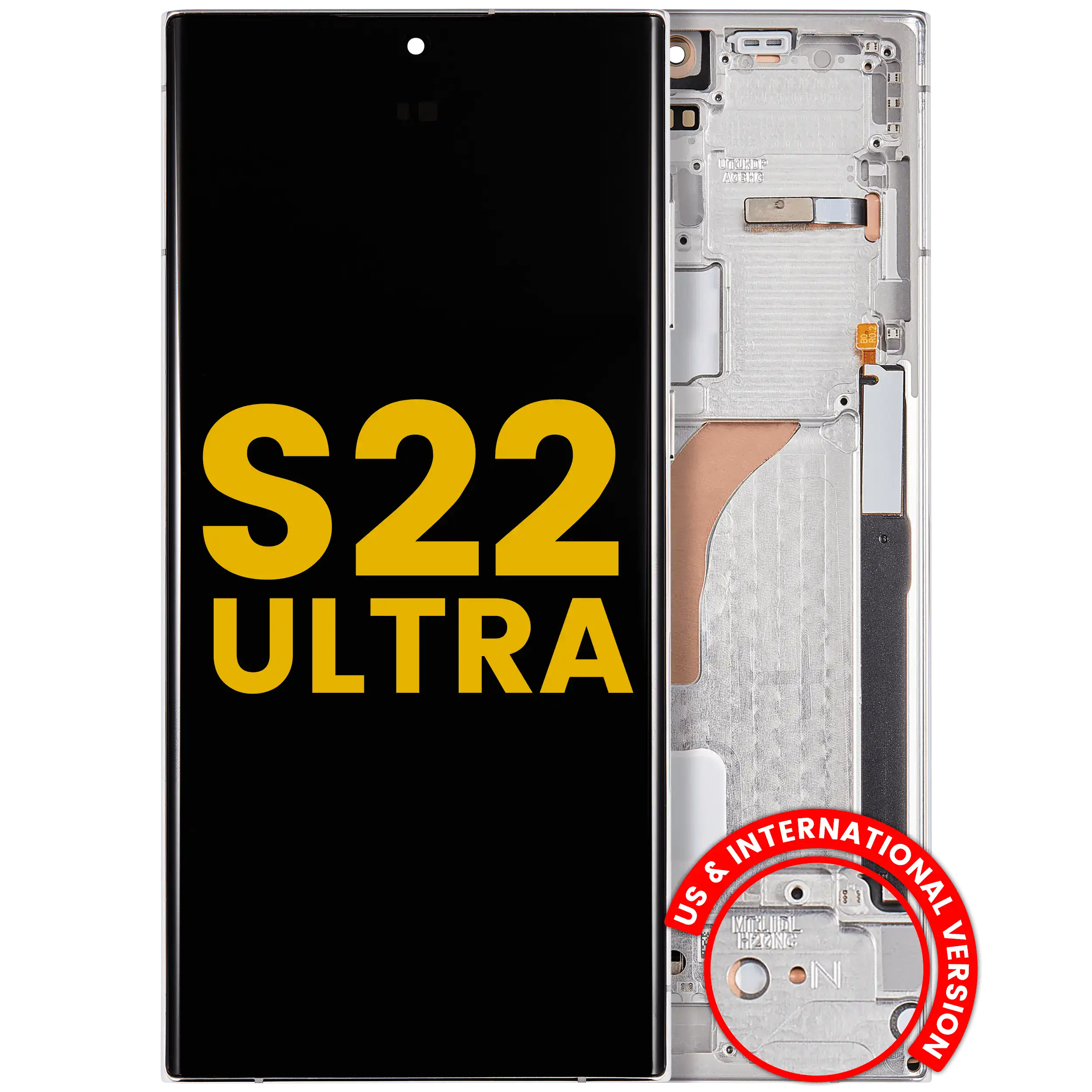 Display OLED completo con Frame per Samsung Galaxy S22 Ultra 5G (US e International Version) (Refurbished) (Phantom Bianco)