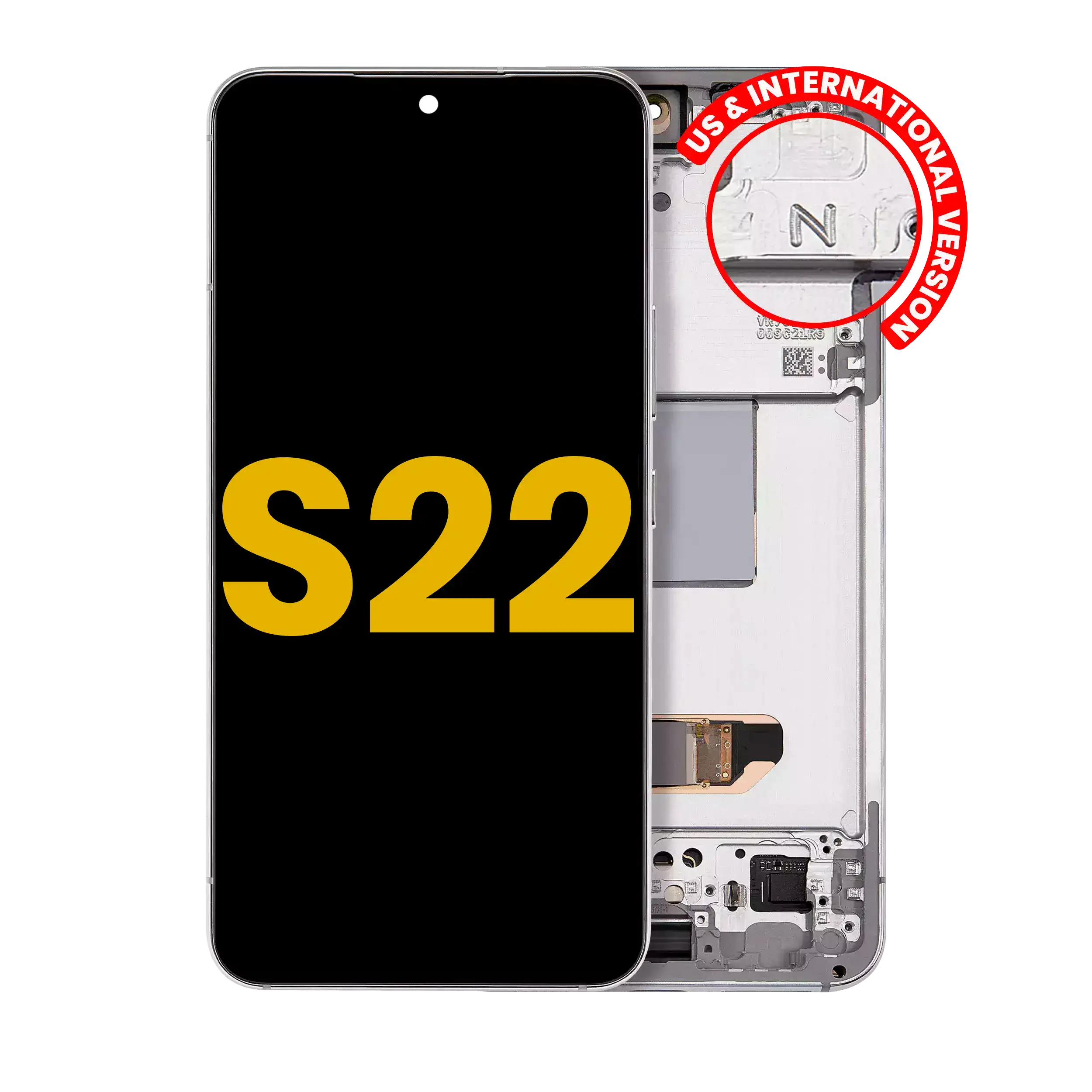 Display OLED completo con Frame per Samsung Galaxy S22 5G (US e International Version) (Refurbished) (Bianco)