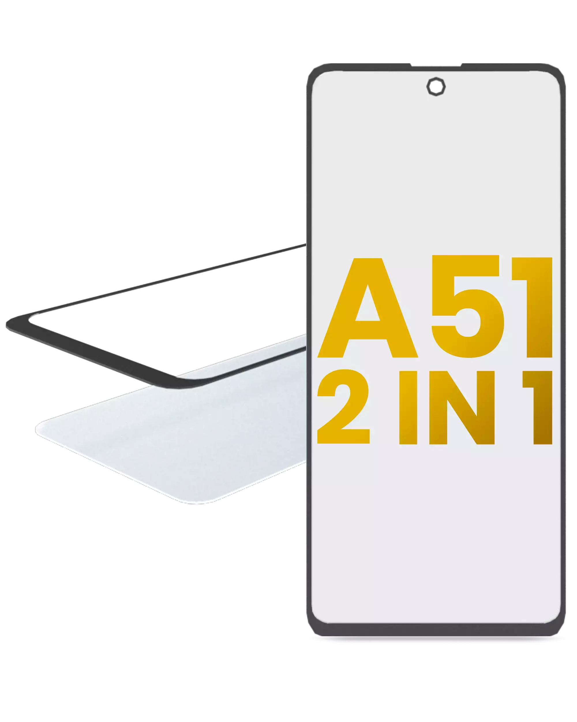 2 in 1 Vetro frontale con OCA preinstallato per Samsung Galaxy A51 4G (A515 / 2019)
