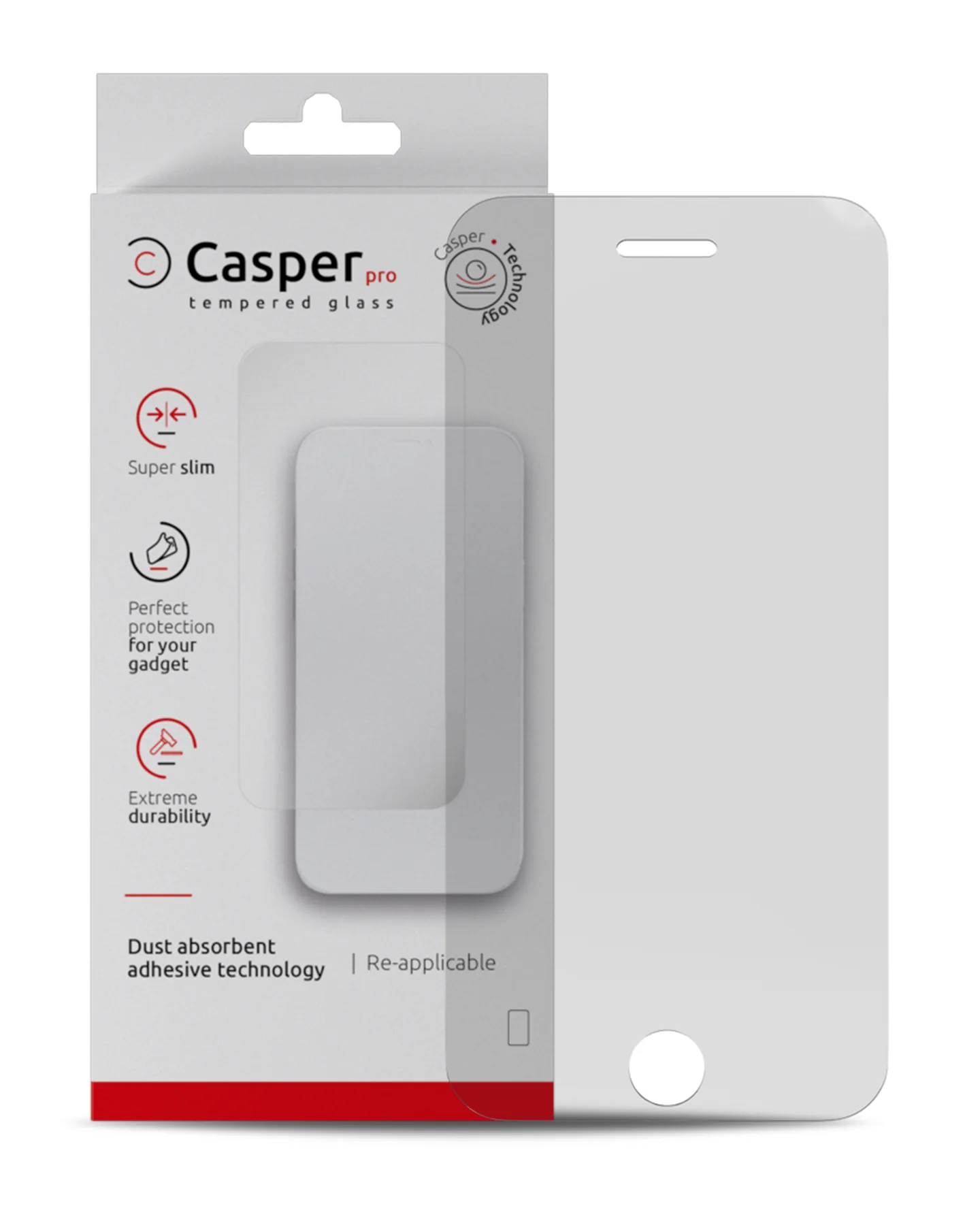 Casper Pro Vetro temperato per iPhone 6 / 6S / 7 / 8 / SE (2020) / SE (2022) (confezione retail) (Trasparente)