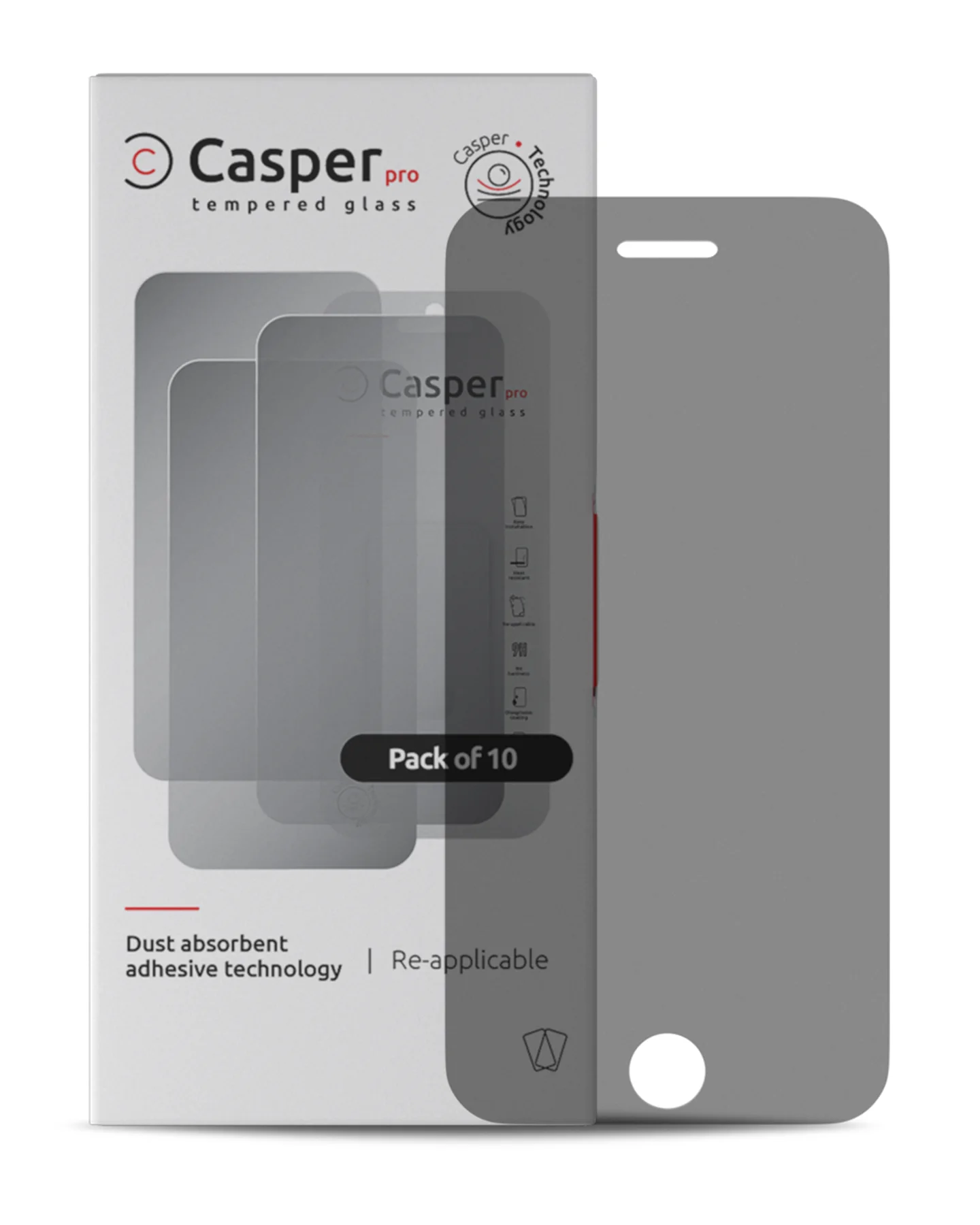 Casper Pro Vetro temperato per iPhone 6 / 6S / 7 / 8 / SE (2020) / SE (2022) (10 pezzi) (Privacy)