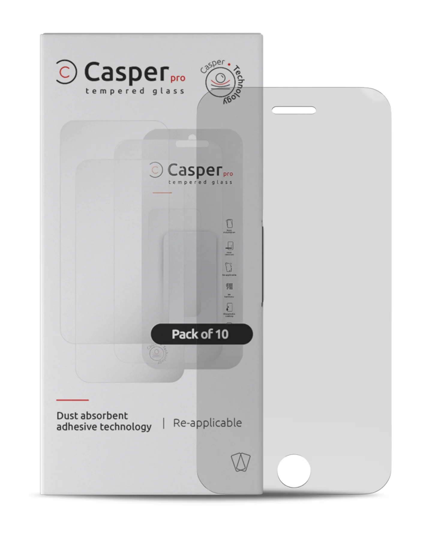Casper Pro Vetro temperato per iPhone 6 Plus / 6S Plus / 7 Plus / 8 Plus (10 pezzi) (Trasparente)