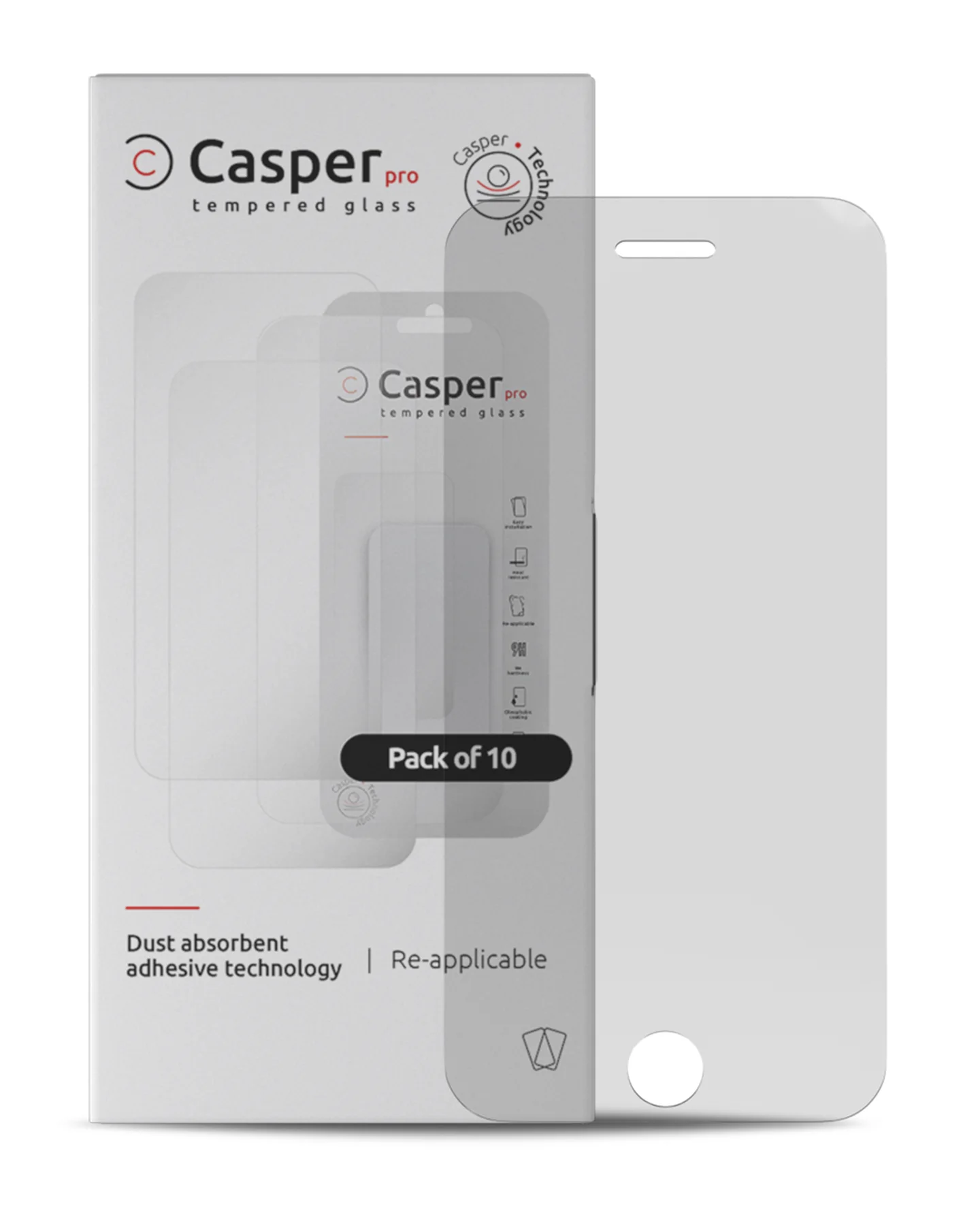 Casper Pro Vetro temperato per iPhone 5 / 5S / 5C / SE (2016) (10 pezzi) (Trasparente)