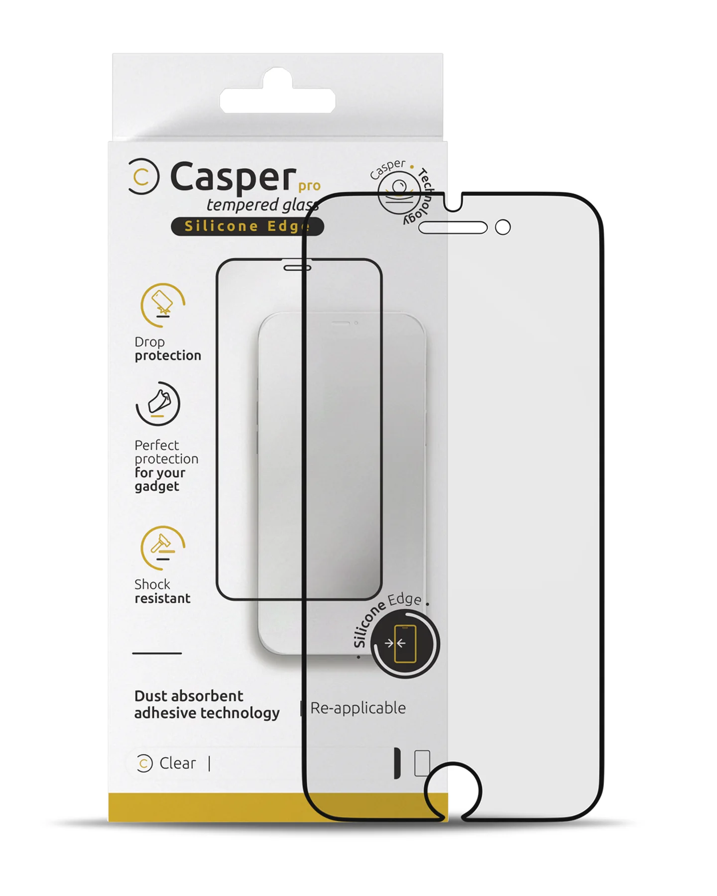 Casper Pro Silicone Vetro temperato per iPhone 6 Plus / 6S Plus / 7 Plus / 8 Plus (confezione retail) (Trasparente)