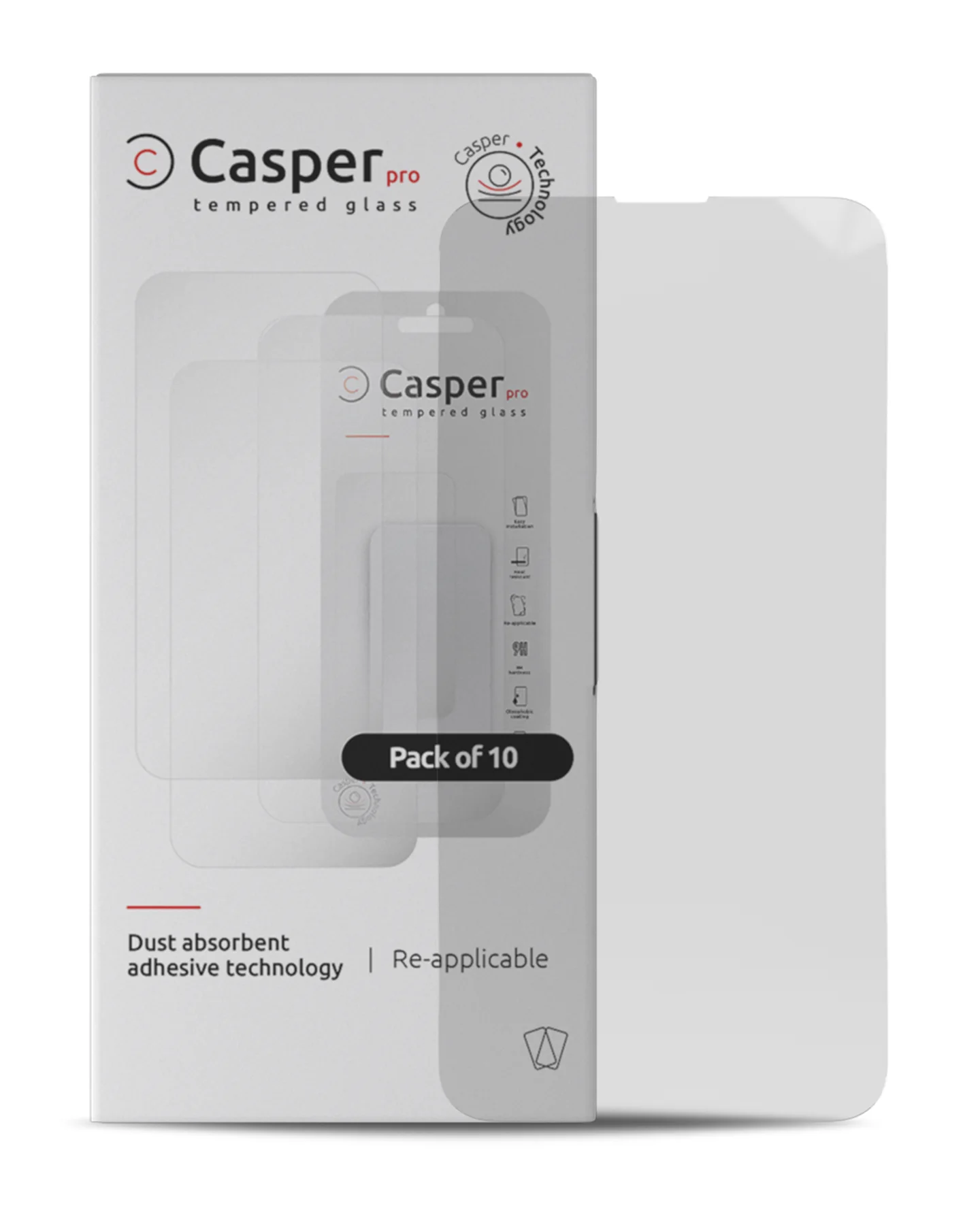 Casper Pro Vetro temperato per iPhone 13 / 13 Pro / 14 / 16e / 17e (10 pezzi) (Trasparente)