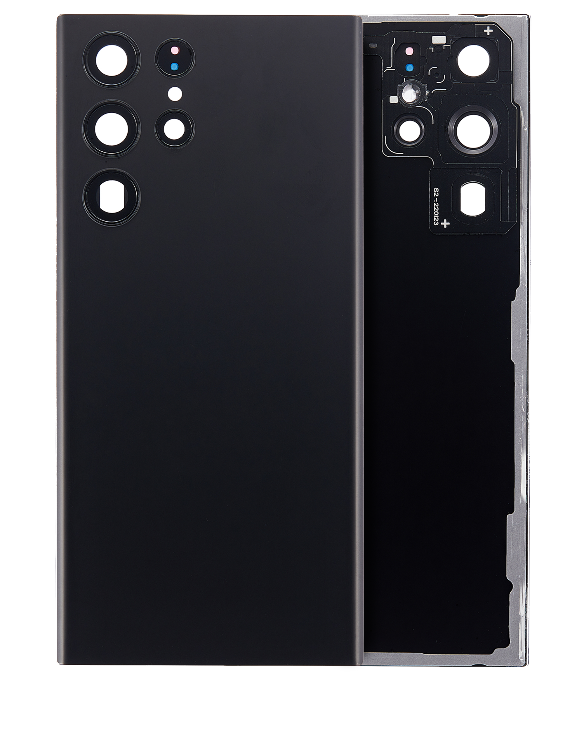 vetro cover posteriore con Vetro fotocamera per Samsung Galaxy S22 Ultra 5G (No Logo) (Aftermarket Plus) (Phantom Nero)