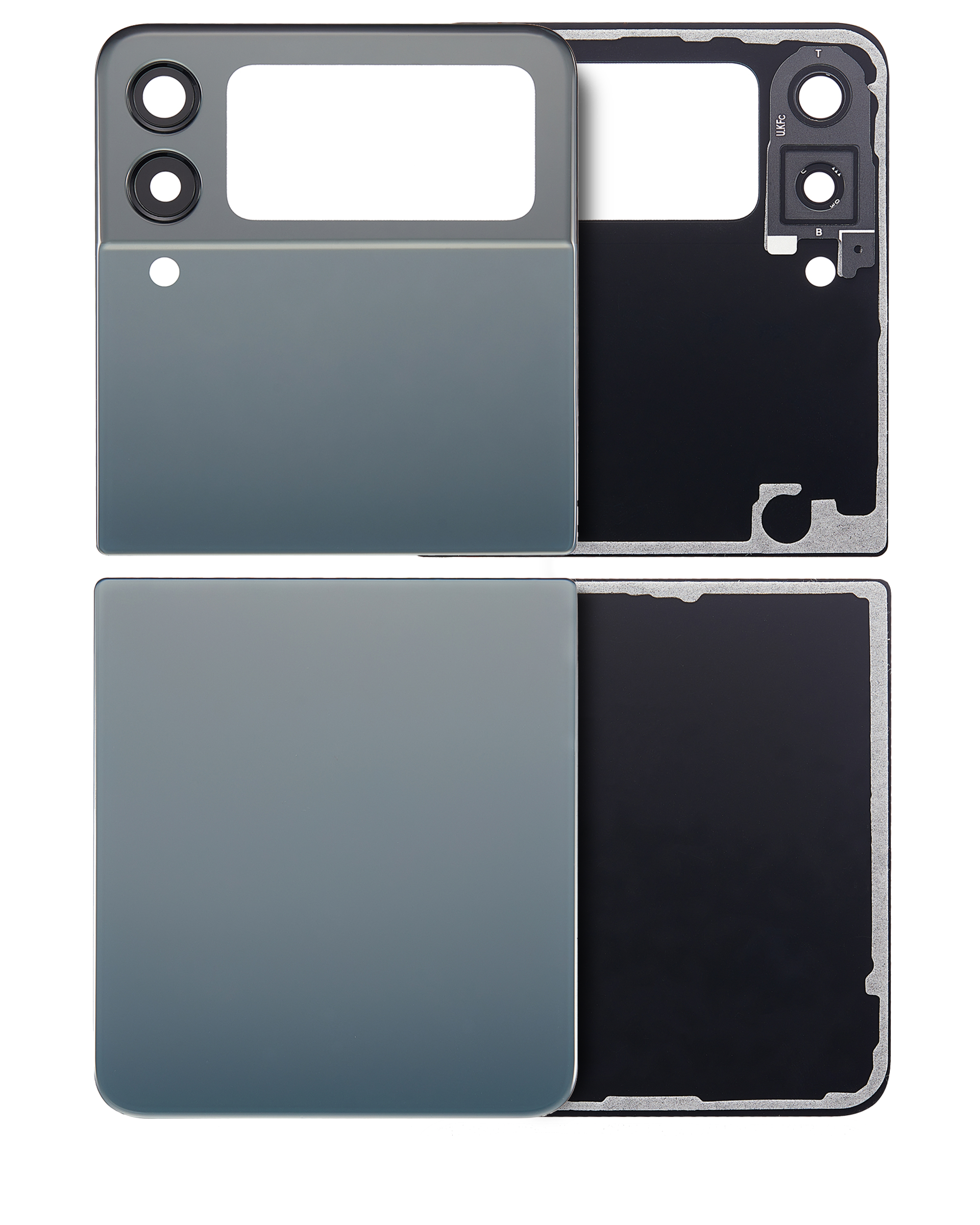 Top e Bottom vetro cover posteriore con Vetro fotocamera per Samsung Galaxy Z Flip 3 5G (Aftermarket Plus) (Verde)