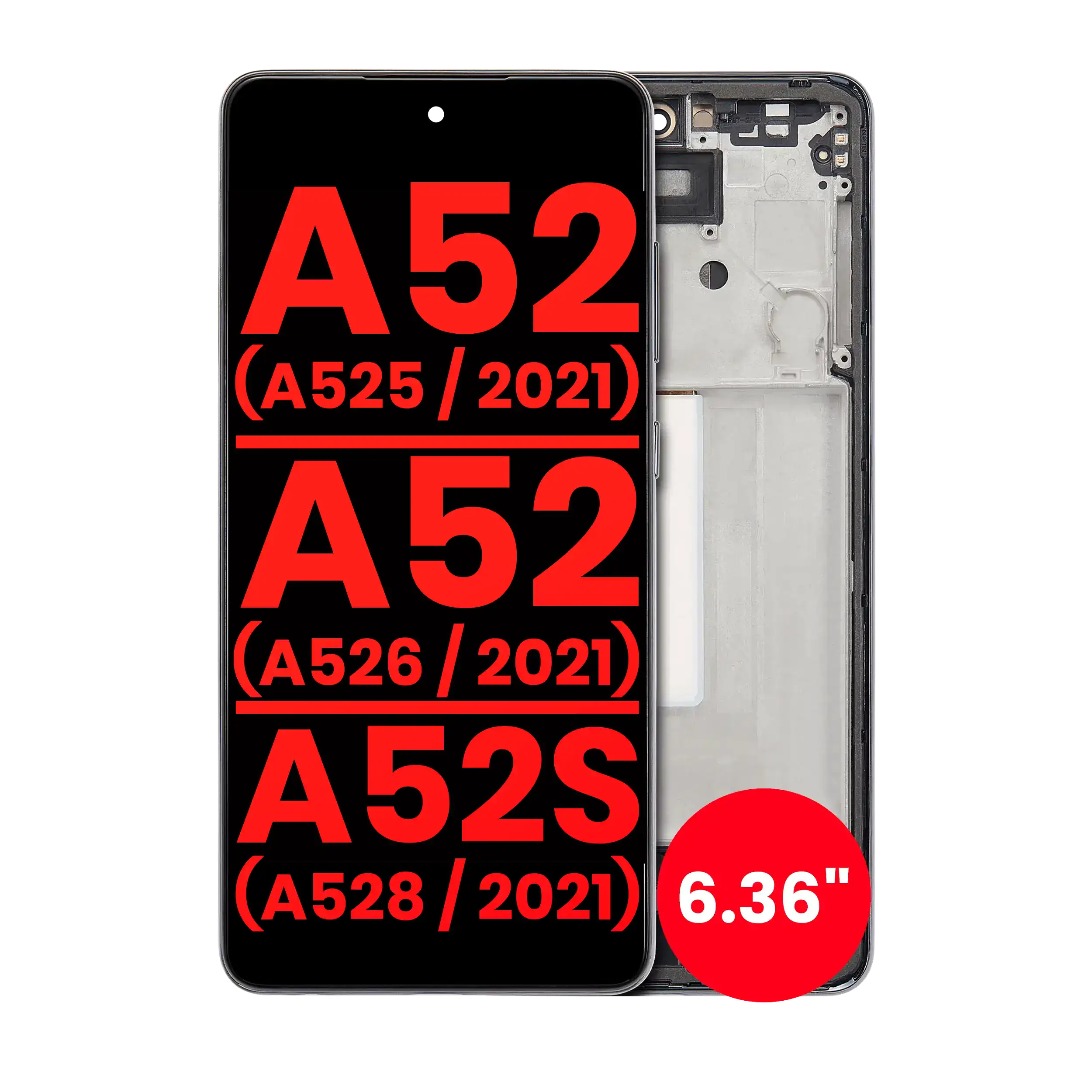 Display OLED completo con Frame per Samsung Galaxy A52 4G (A525 / 2021) / A52 5G (A526 / 2021) / A52S 5G (A528 / 2021) (6.36") (Awesome Nero)
