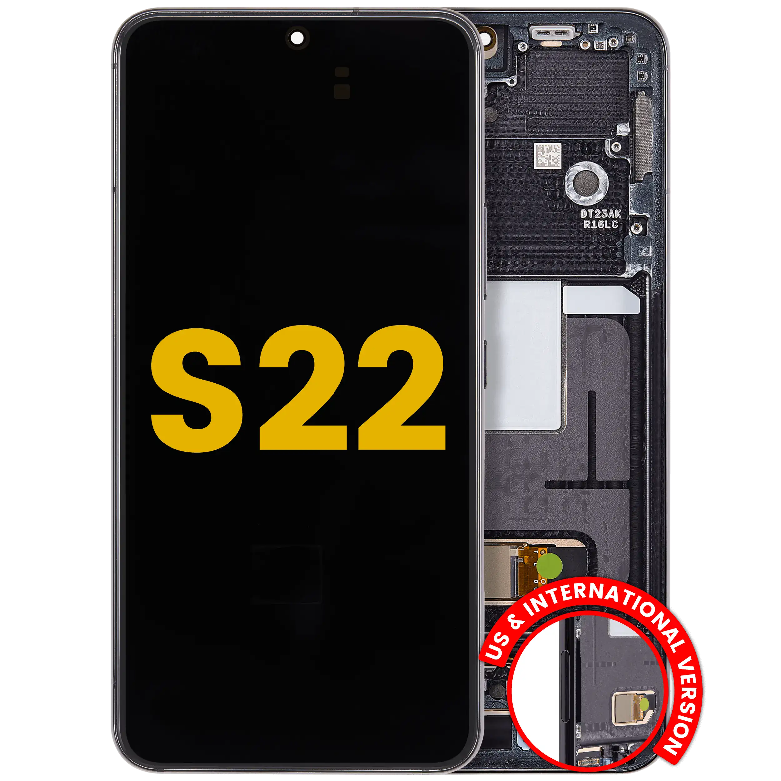 Display OLED completo con Frame per Samsung Galaxy S22 5G (US e International Version) (Refurbished) (Phantom Nero)