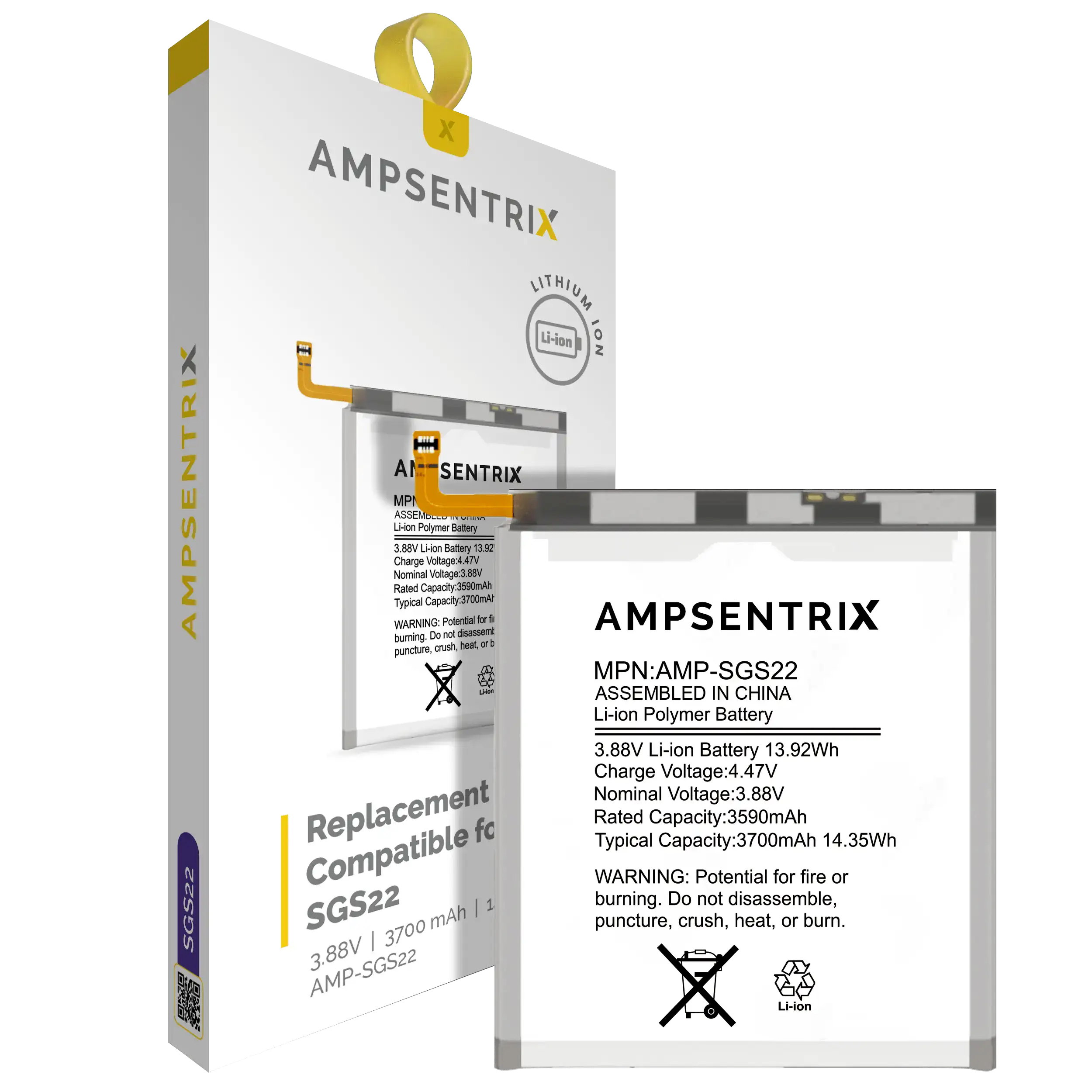 Batteria di ricambio per Samsung Galaxy S22 5G (AmpSentrix Pro)