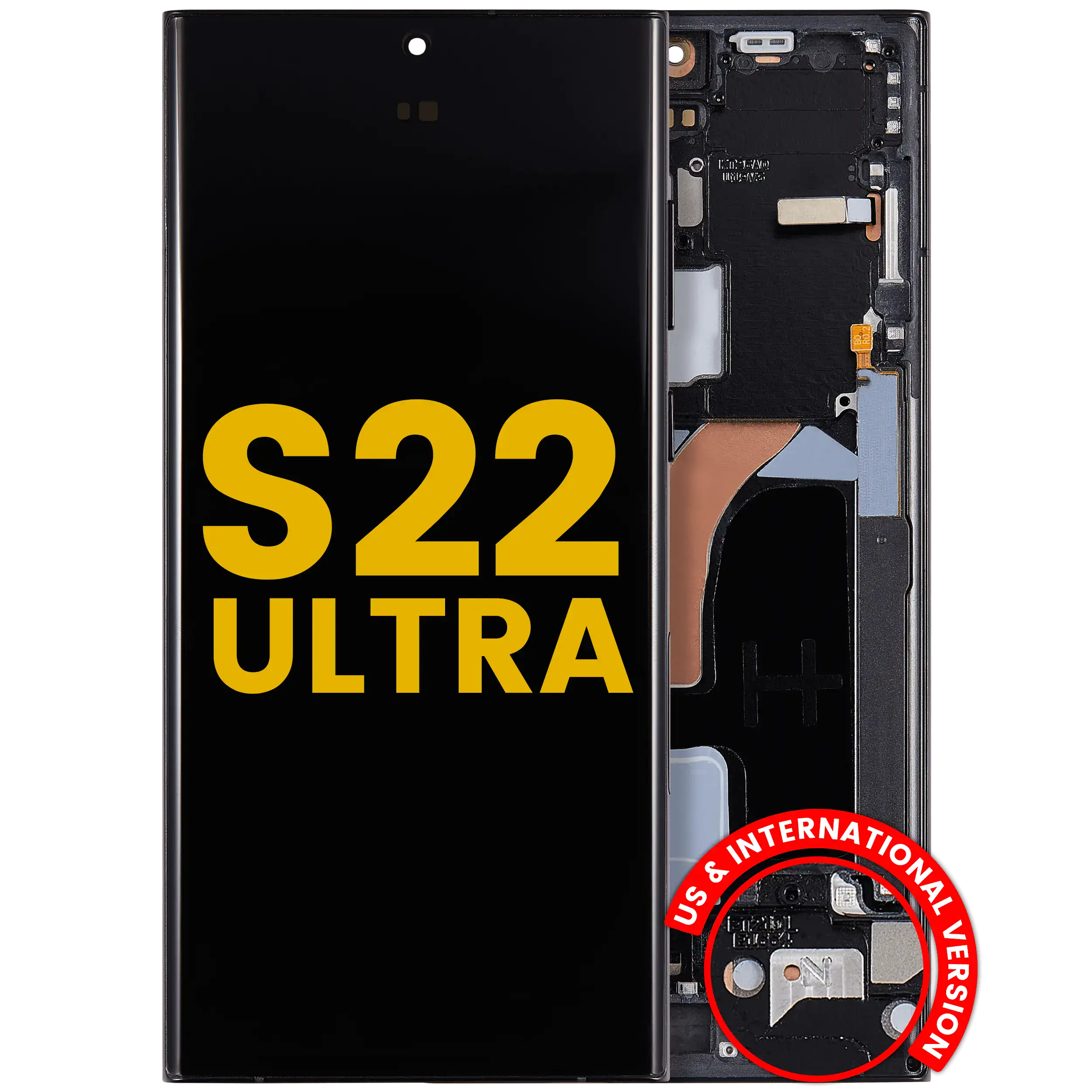 Display OLED completo con Frame per Samsung Galaxy S22 Ultra 5G (US e International Version) (Refurbished) (Grafite / Rosso / Blu cielo)