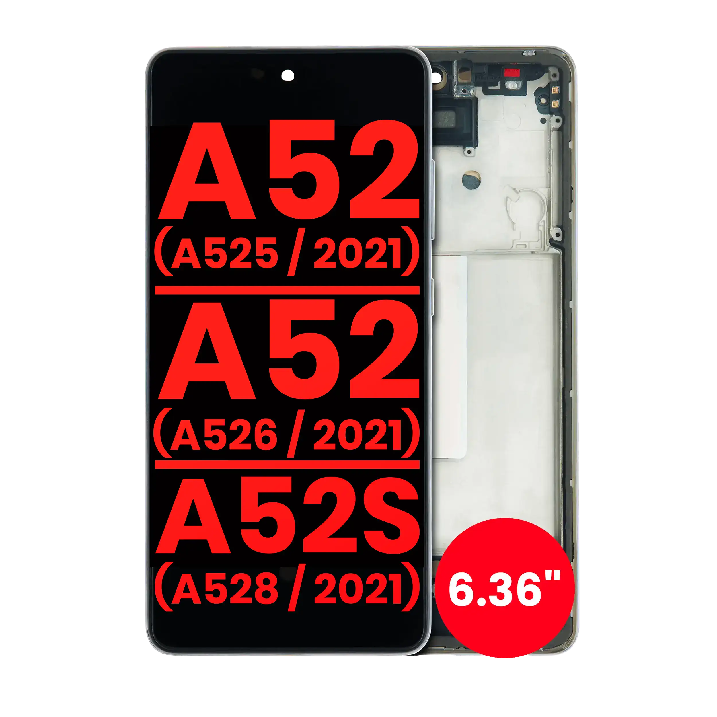 Display OLED completo con Frame per Samsung Galaxy A52 4G (A525 / 2021) / A52 5G (A526 / 2021) / A52S 5G (A528 / 2021) (6.36") (Awesome Bianco)