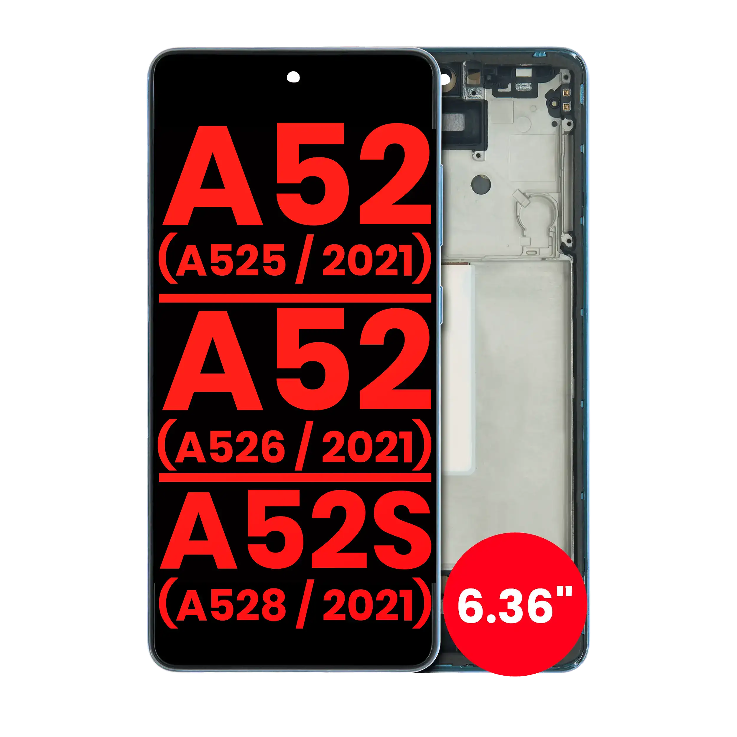 Display OLED completo con Frame per Samsung Galaxy A52 4G (A525 / 2021) / A52 5G (A526 / 2021) / A52S 5G (A528 / 2021) (6.36") (Awesome Blu)
