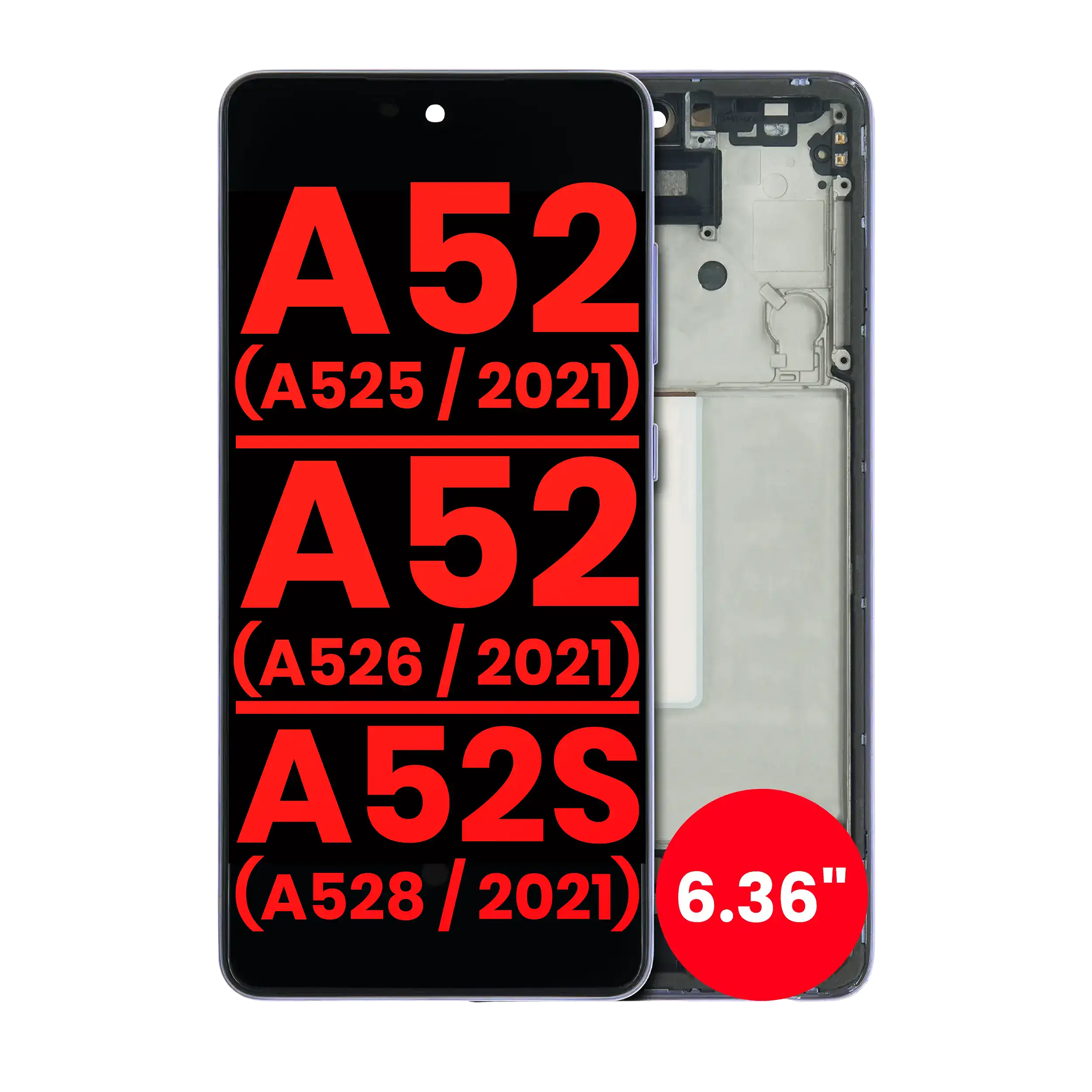 Display OLED completo con Frame per Samsung Galaxy A52 4G (A525 / 2021) / A52 5G (A526 / 2021) / A52S 5G (A528 / 2021) (6.36") (Awesome Violet)